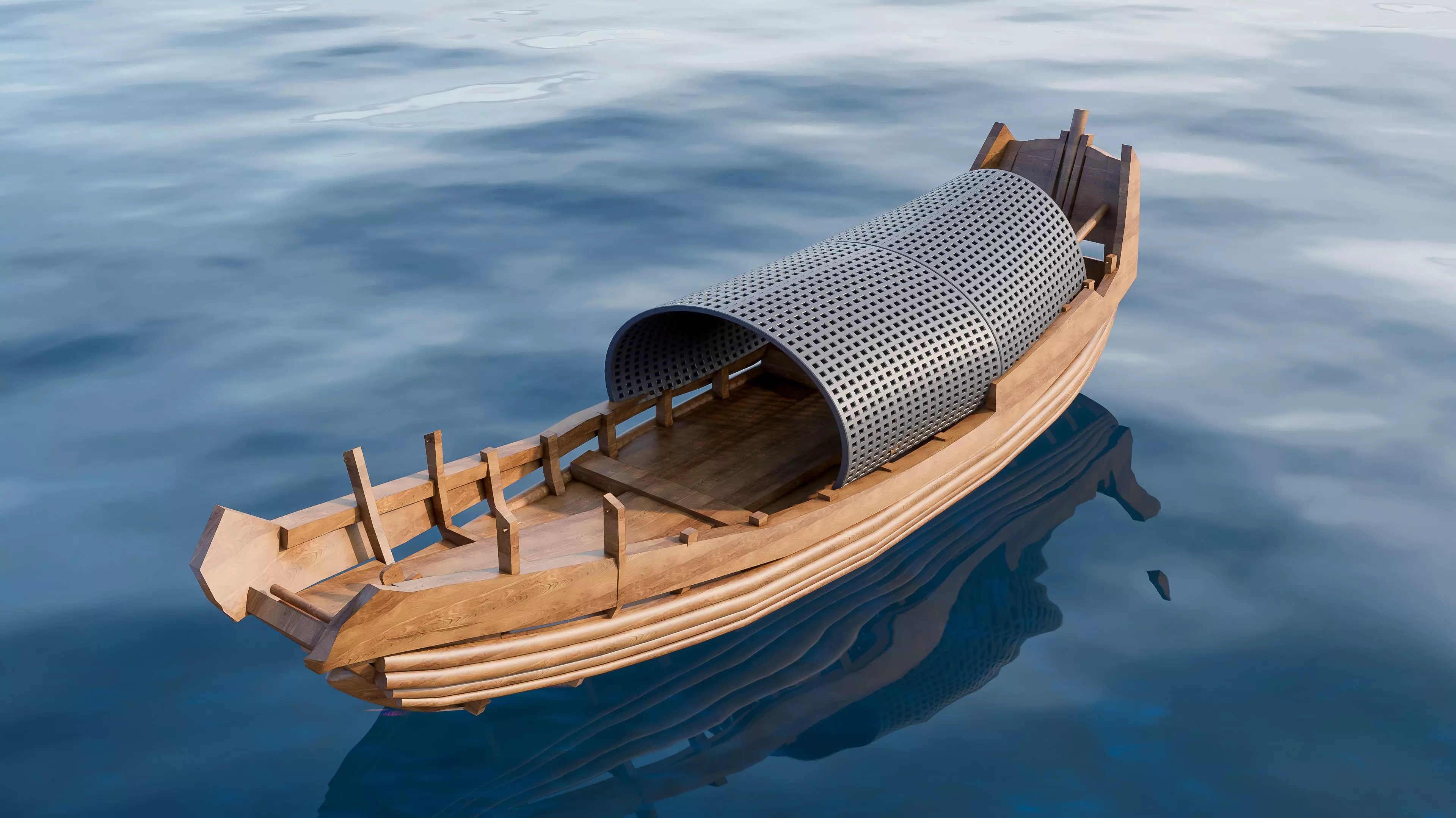 Wooden boat collection 5 Low-poly 3D model_12
