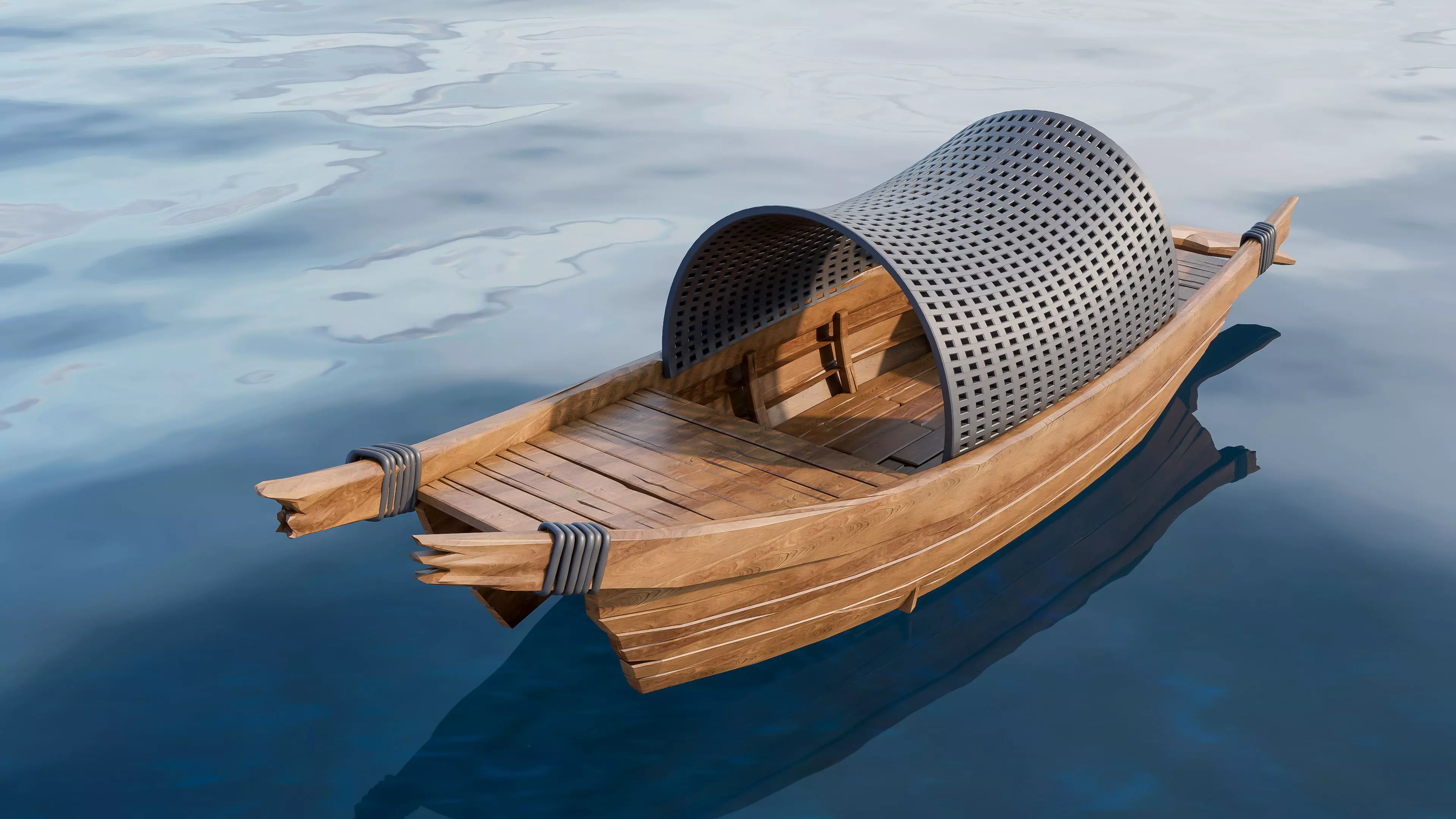 Wooden boat collection 5 Low-poly 3D model_14