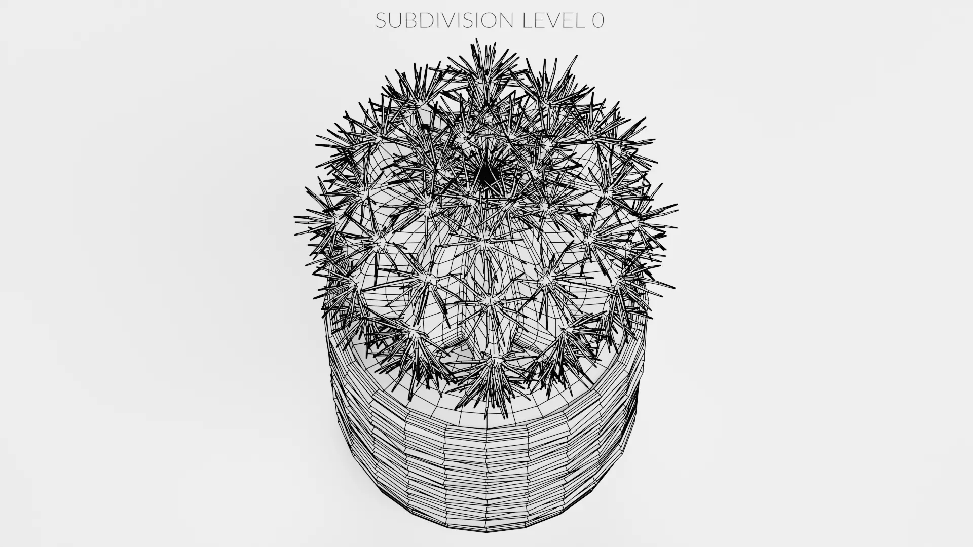 Golden Barrel Cactus in Pot Low-poly 3D model_9