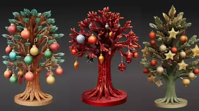 Ornament Tree 3D Model Three Model Pack Hanging Decoration 3D model