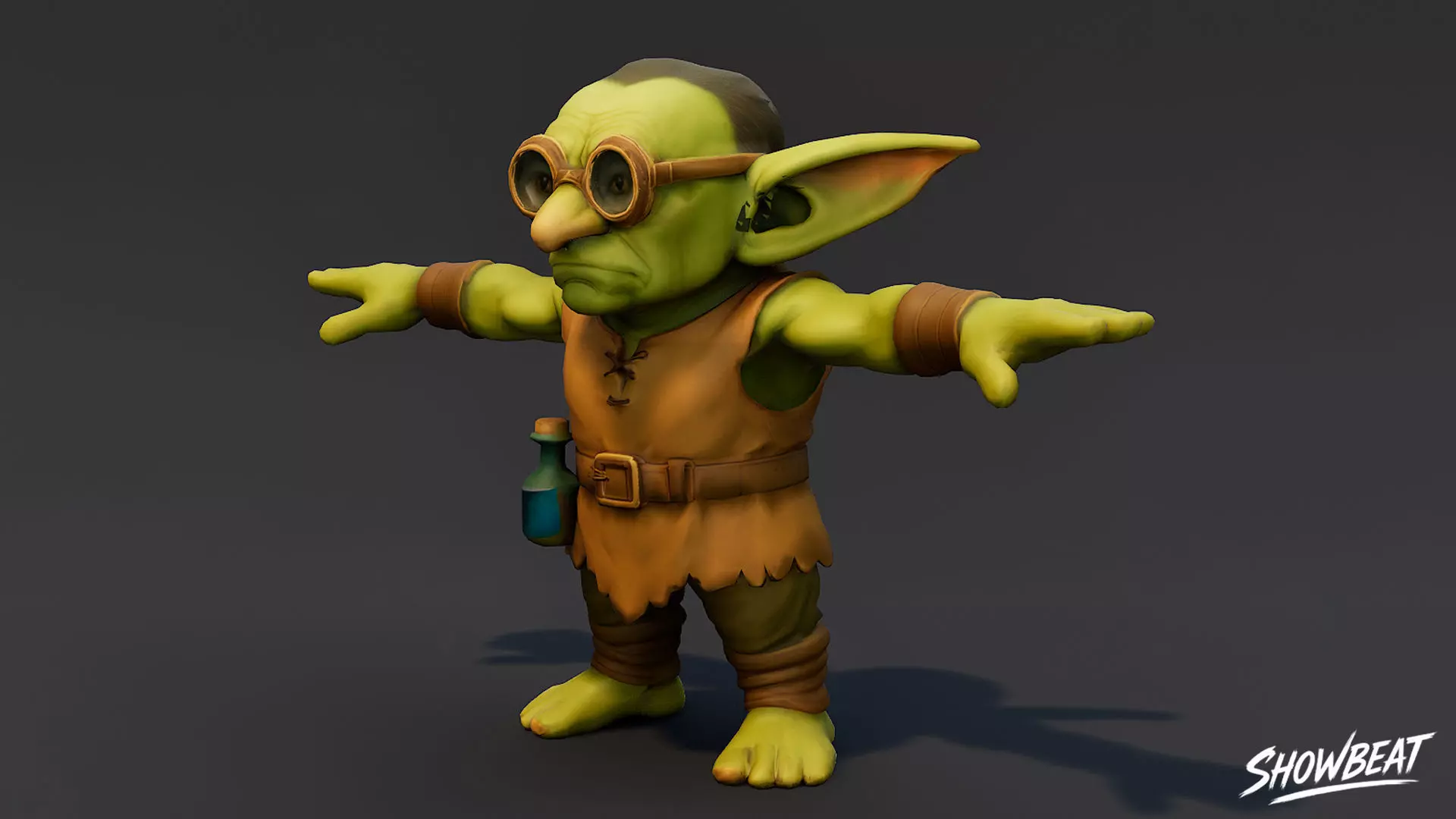 Alchemist Goblin 2 T-Pose Low-poly 3D model_1