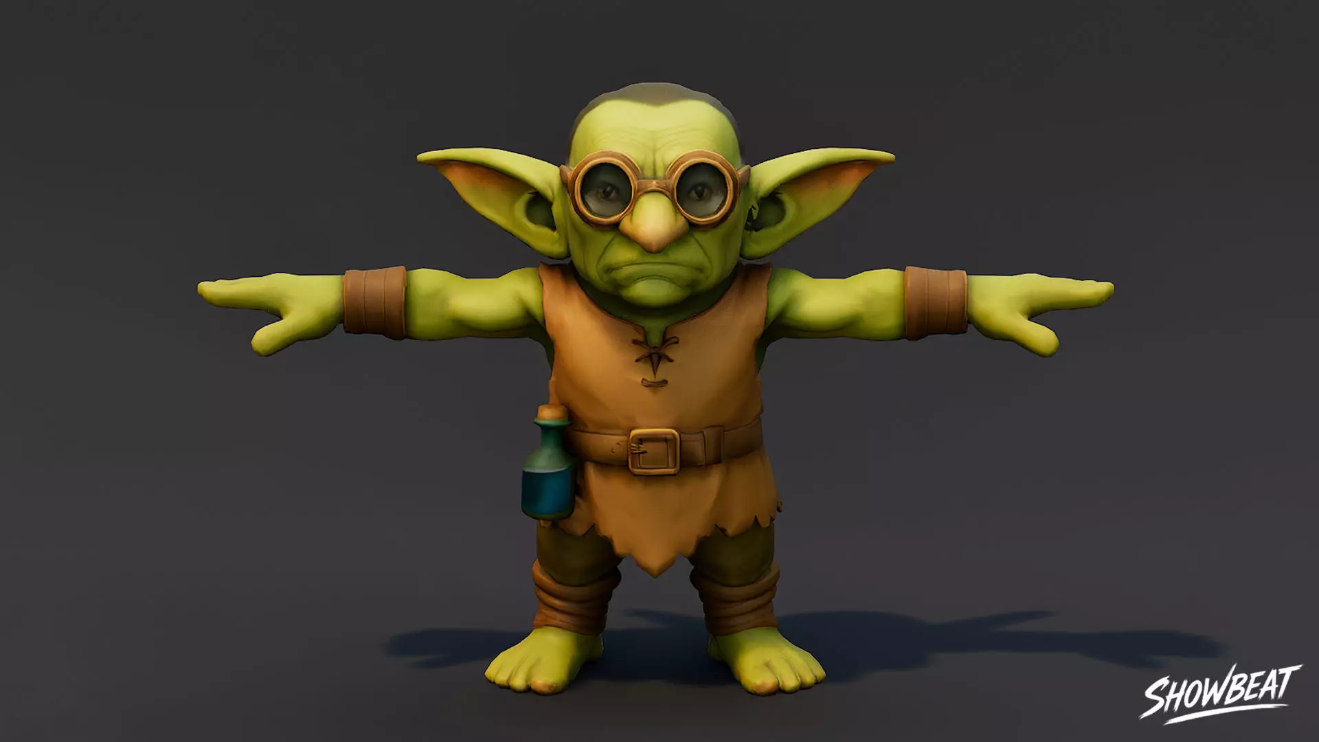 Alchemist Goblin 2 T-Pose Low-poly 3D model_0