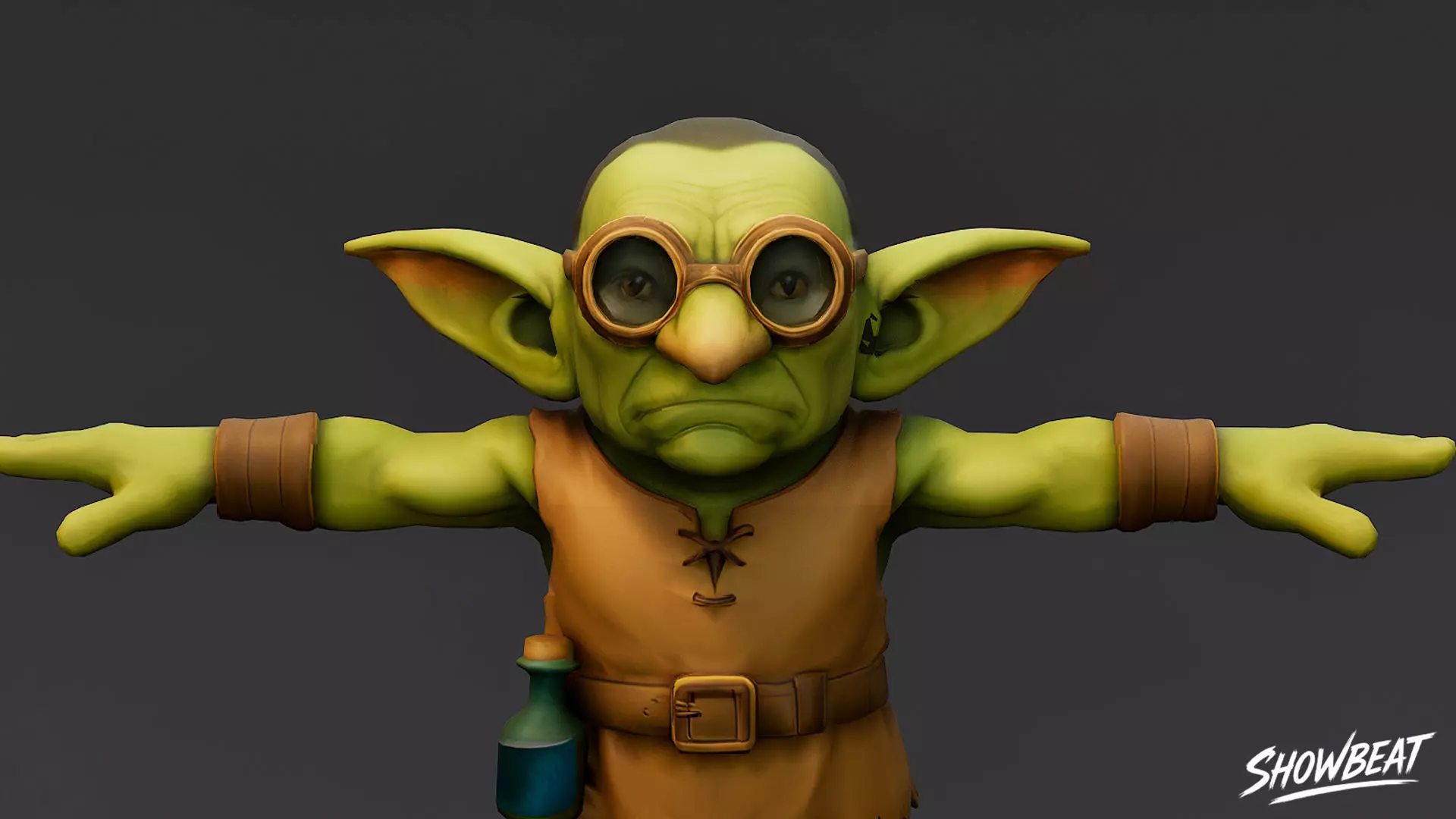 Alchemist Goblin 2 T-Pose Low-poly 3D model_4