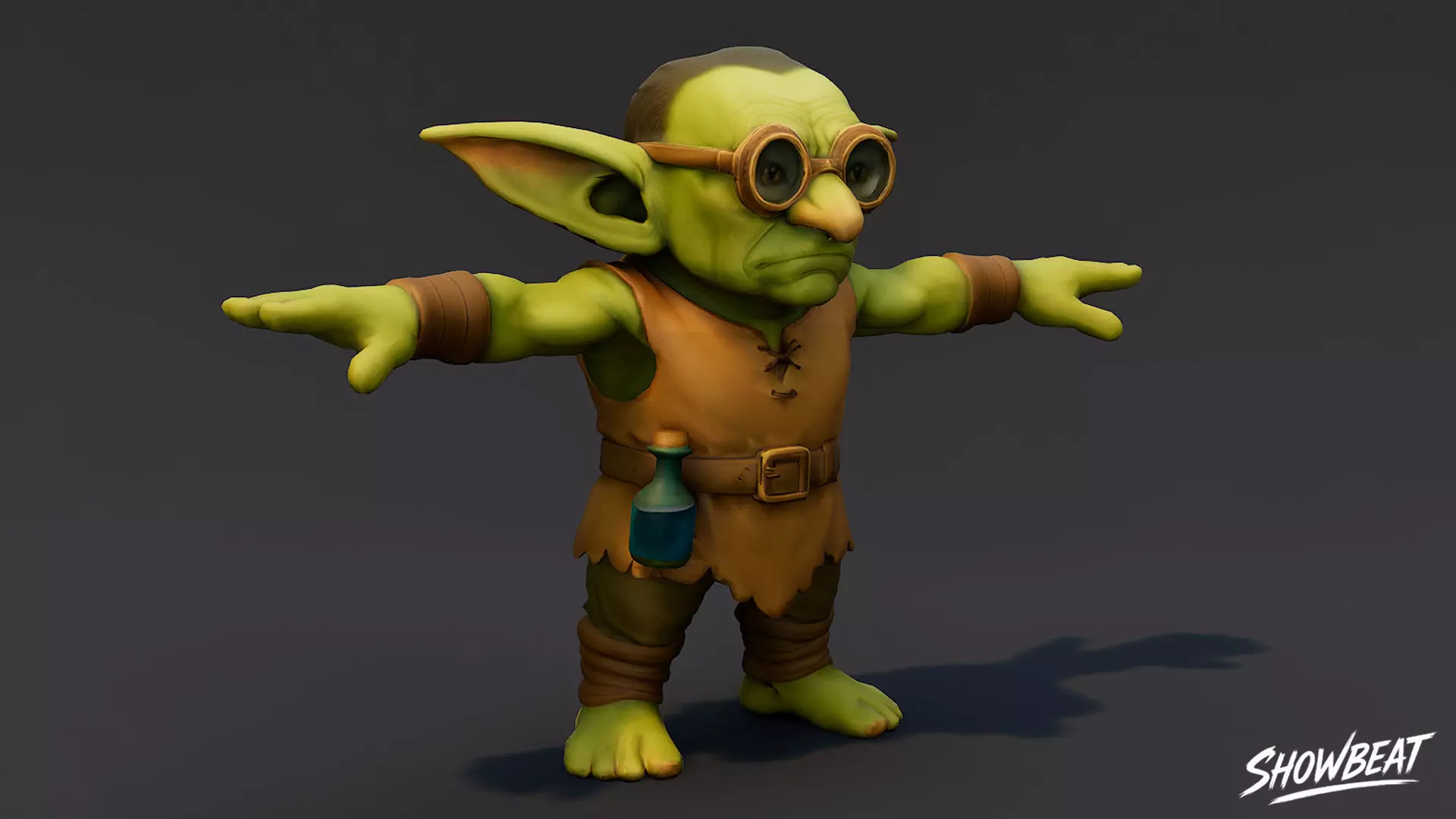 Alchemist Goblin 2 T-Pose Low-poly 3D model_3
