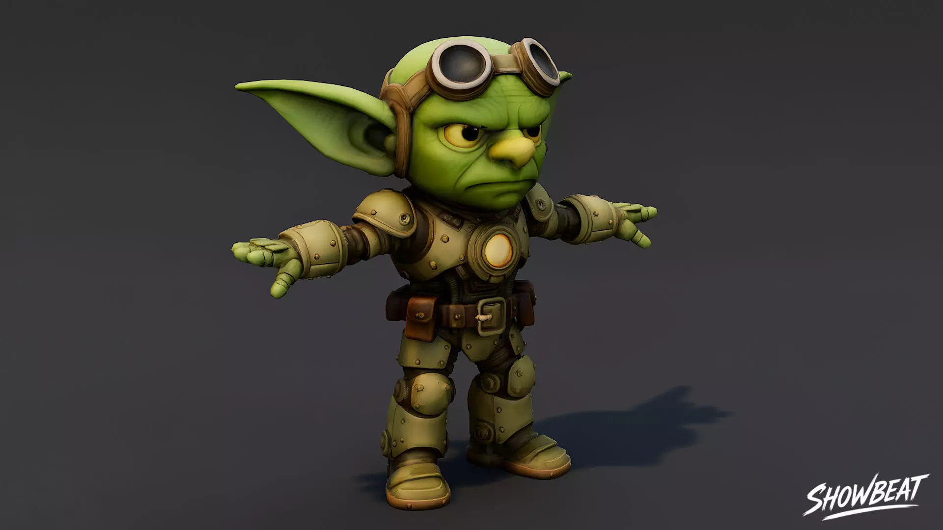 Engineer Goblin T-Pose Low-poly 3D model_1