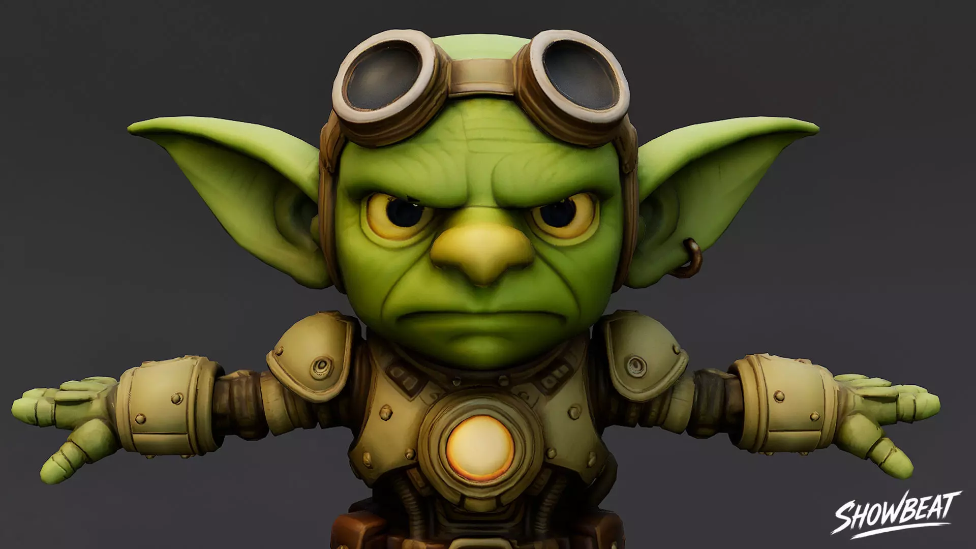 Engineer Goblin T-Pose Low-poly 3D model_4