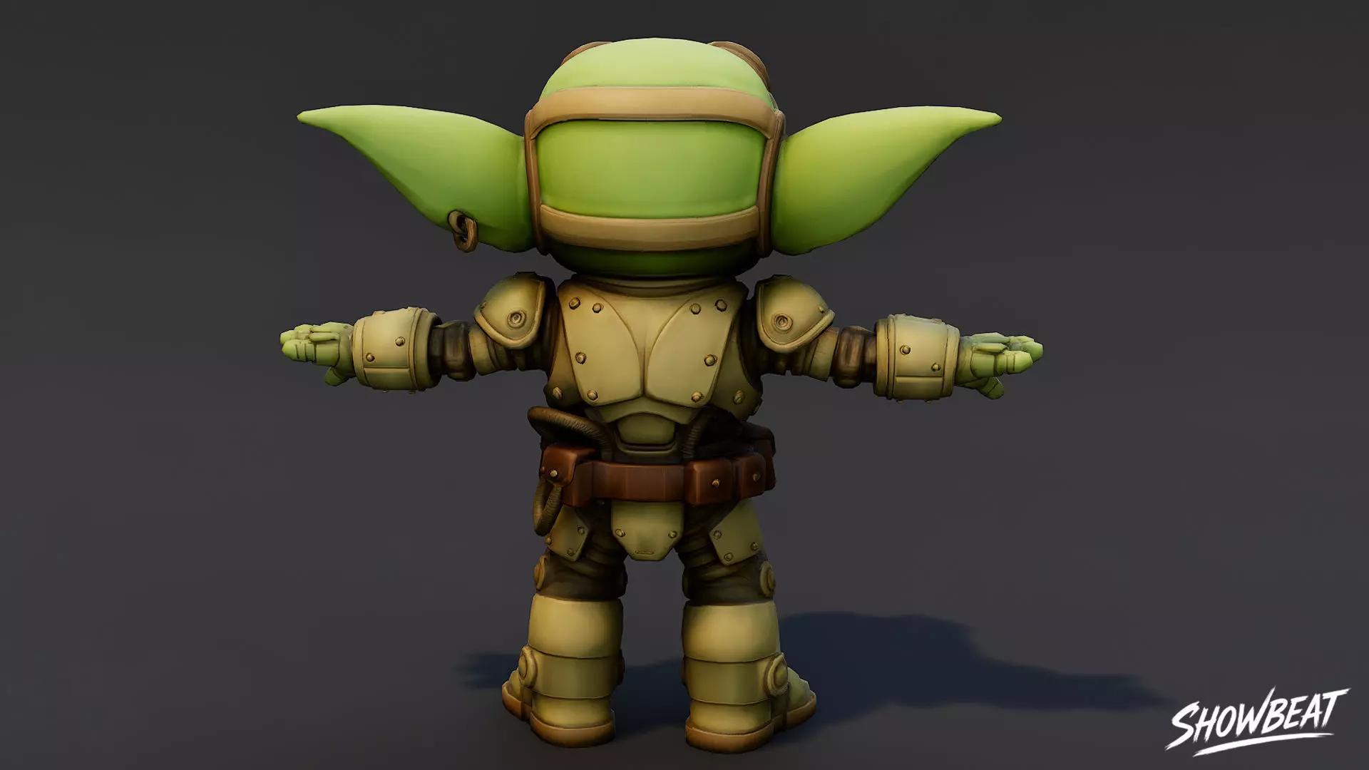 Engineer Goblin T-Pose Low-poly 3D model_3