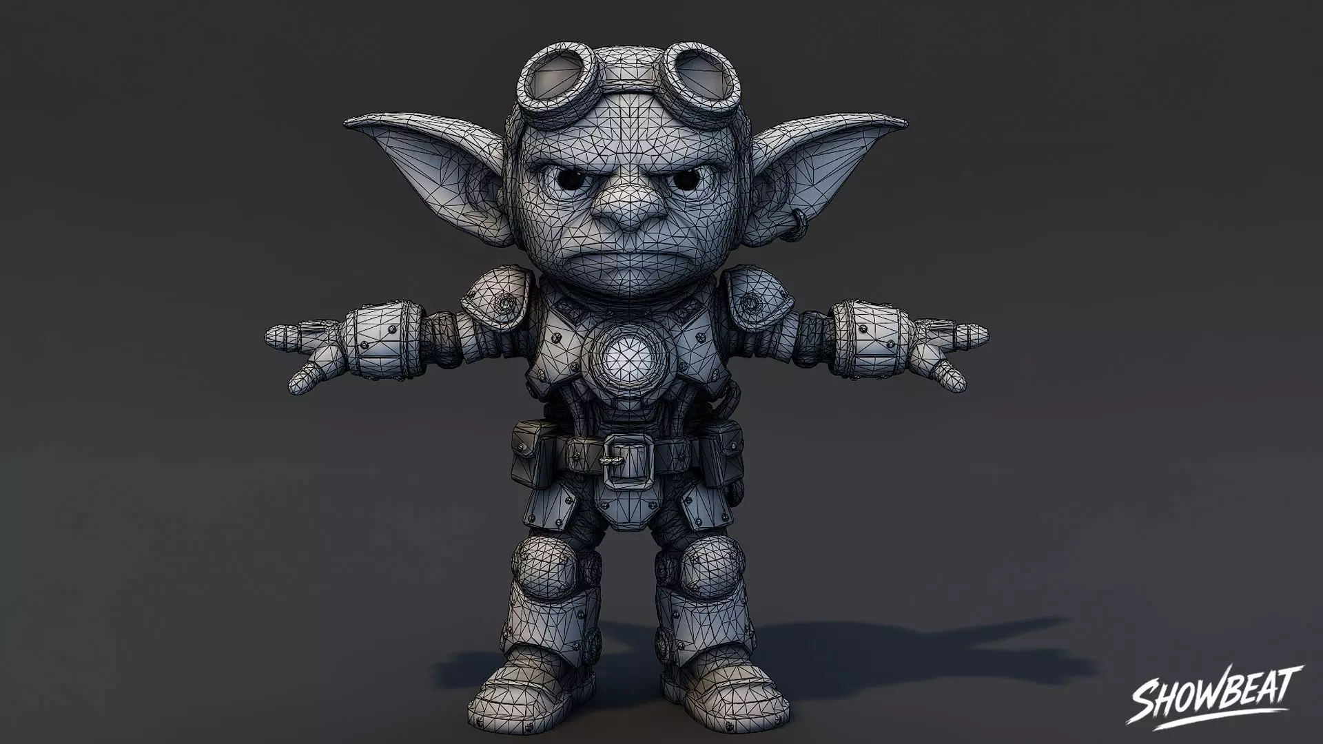 Engineer Goblin T-Pose Low-poly 3D model_6
