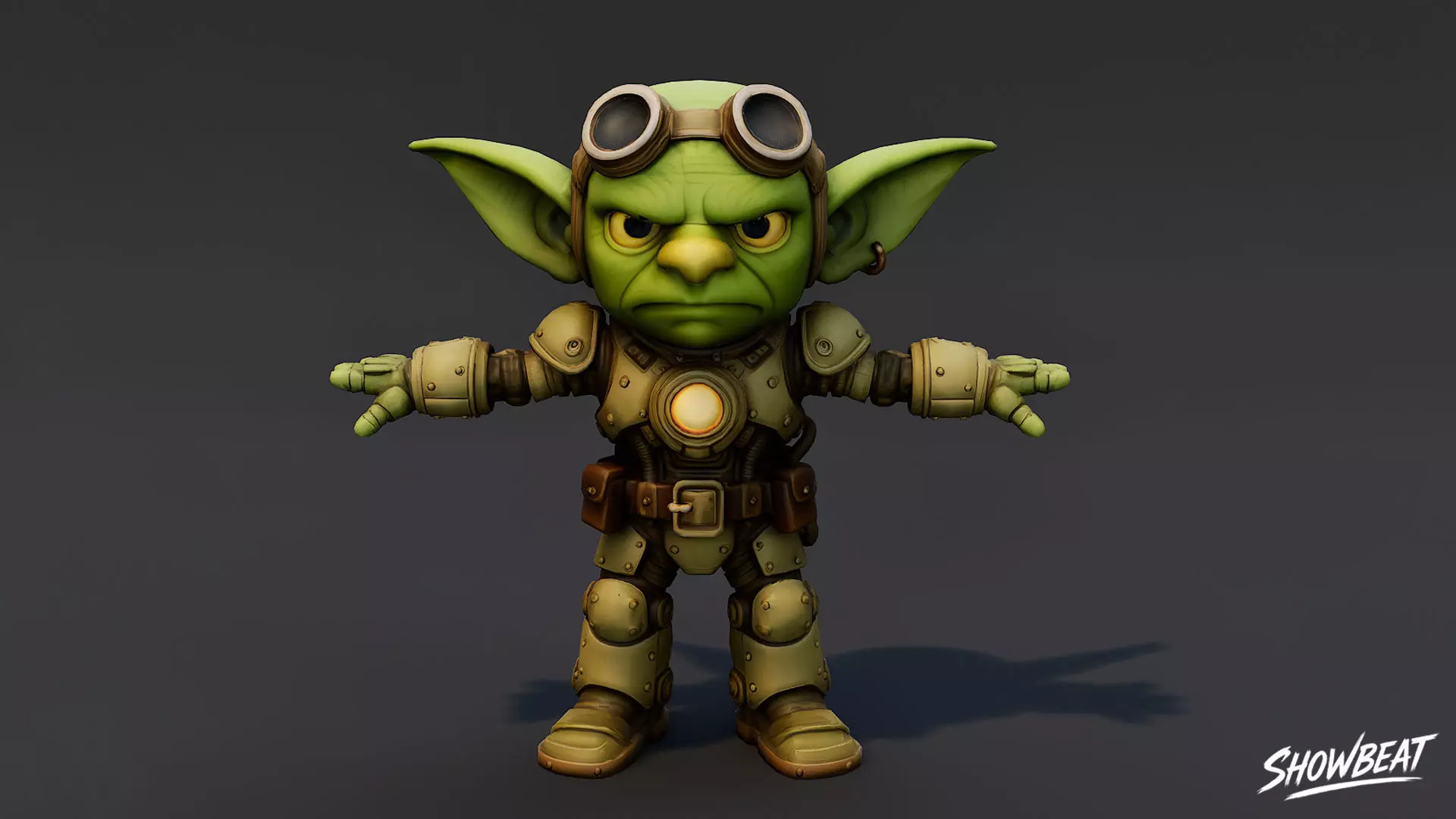 Engineer Goblin T-Pose Low-poly 3D model_0
