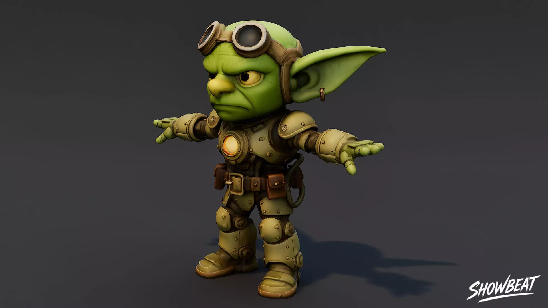 Engineer Goblin T-Pose Low-poly 3D model_2