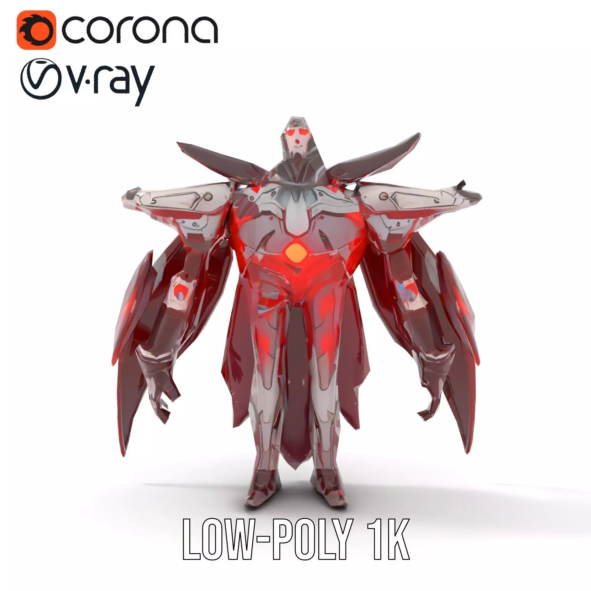 Crimson Mech Warrior model pack Low-poly 3D model_8
