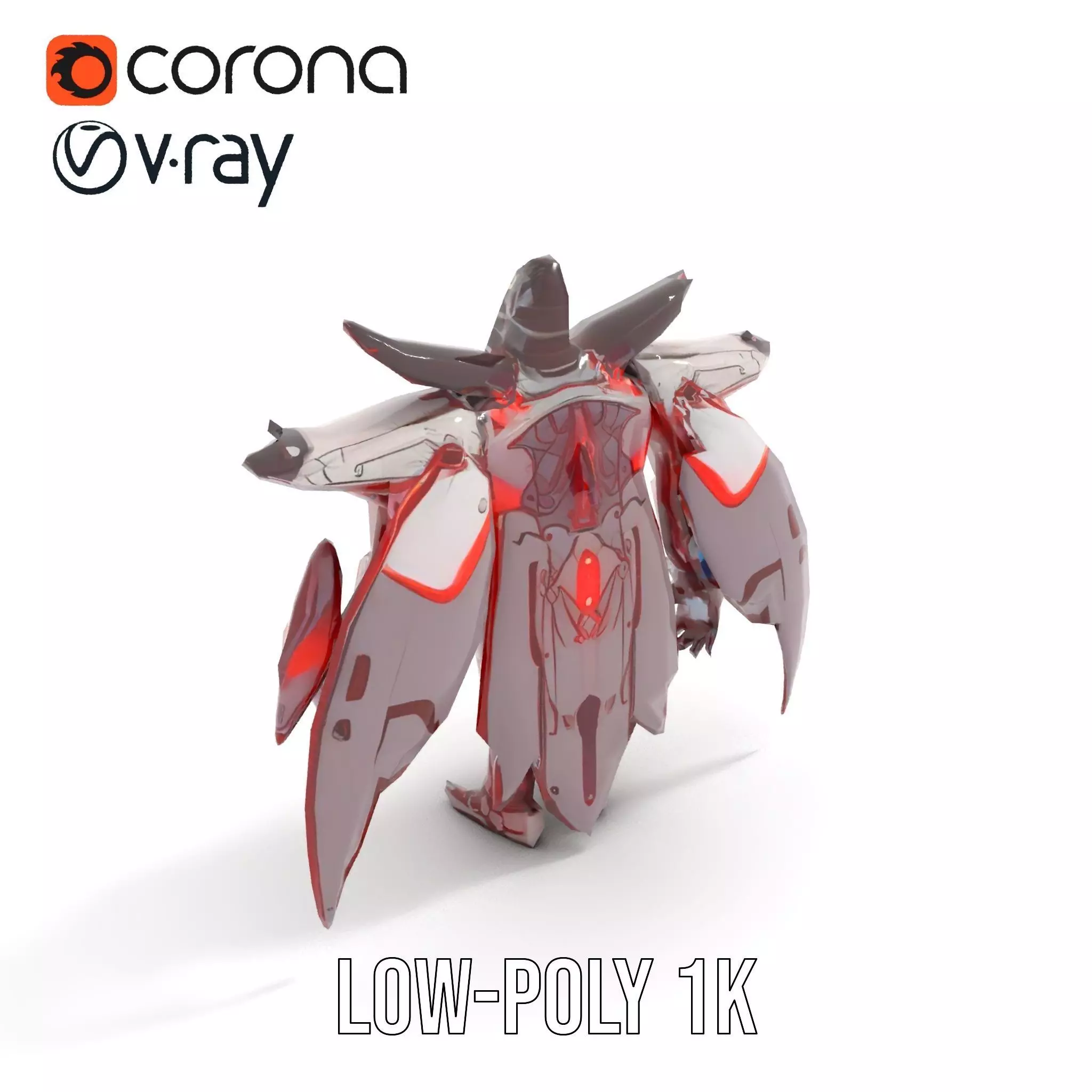 Crimson Mech Warrior model pack Low-poly 3D model_10