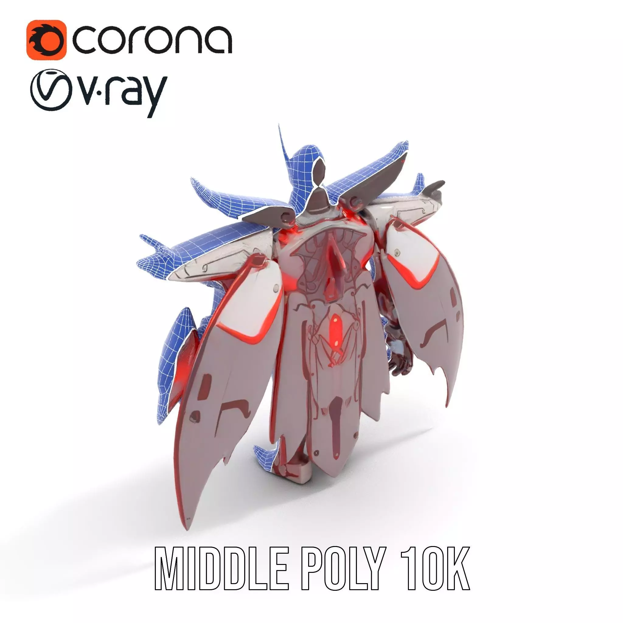 Crimson Mech Warrior model pack Low-poly 3D model_17