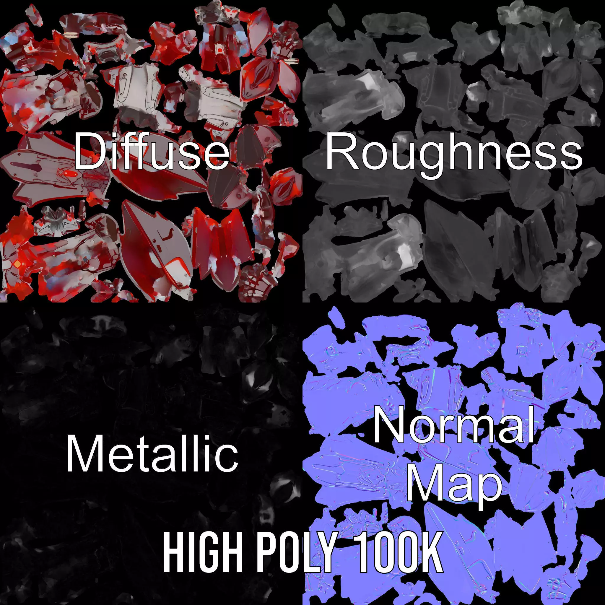 Crimson Mech Warrior model pack Low-poly 3D model_4