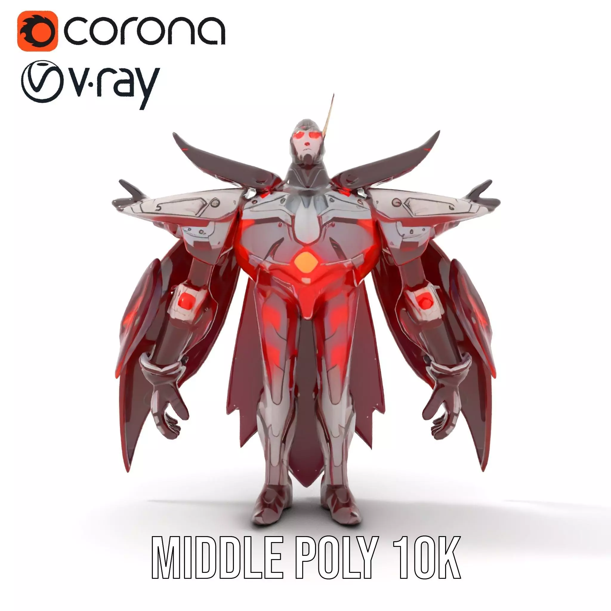 Crimson Mech Warrior model pack Low-poly 3D model_29
