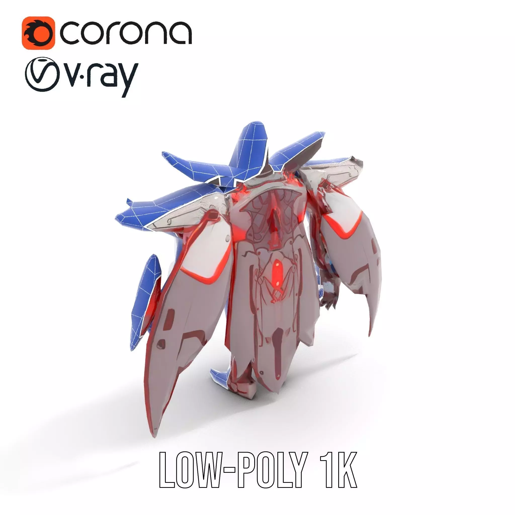 Crimson Mech Warrior model pack Low-poly 3D model_30