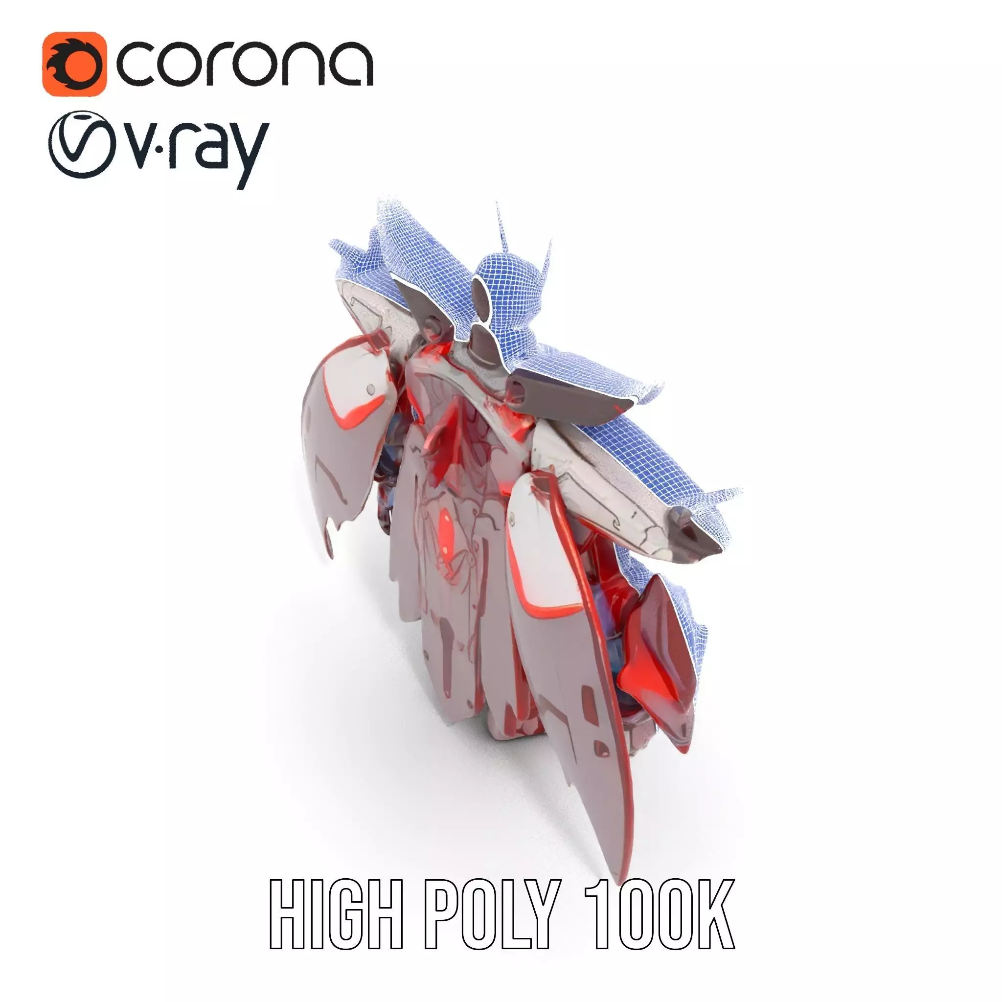 Crimson Mech Warrior model pack Low-poly 3D model_34