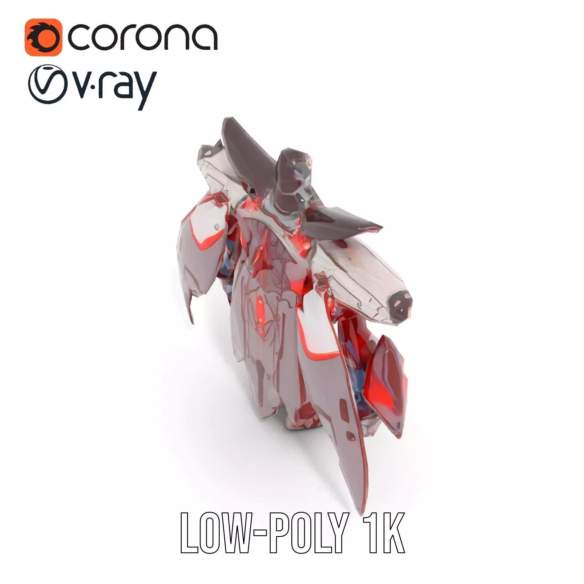 Crimson Mech Warrior model pack Low-poly 3D model_32