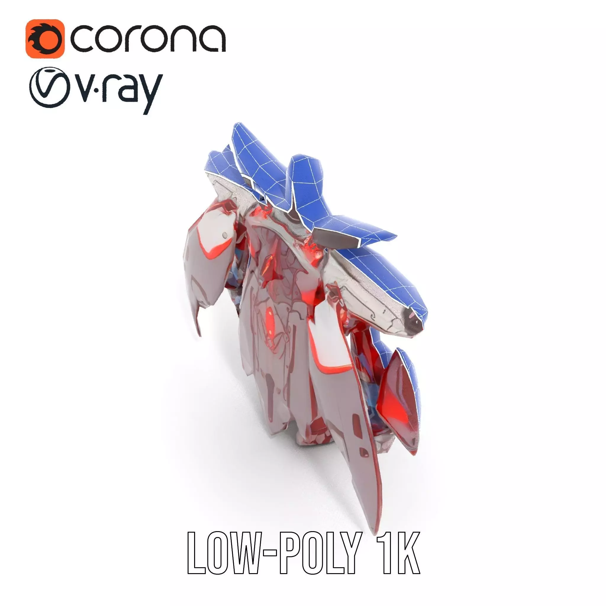 Crimson Mech Warrior model pack Low-poly 3D model_21