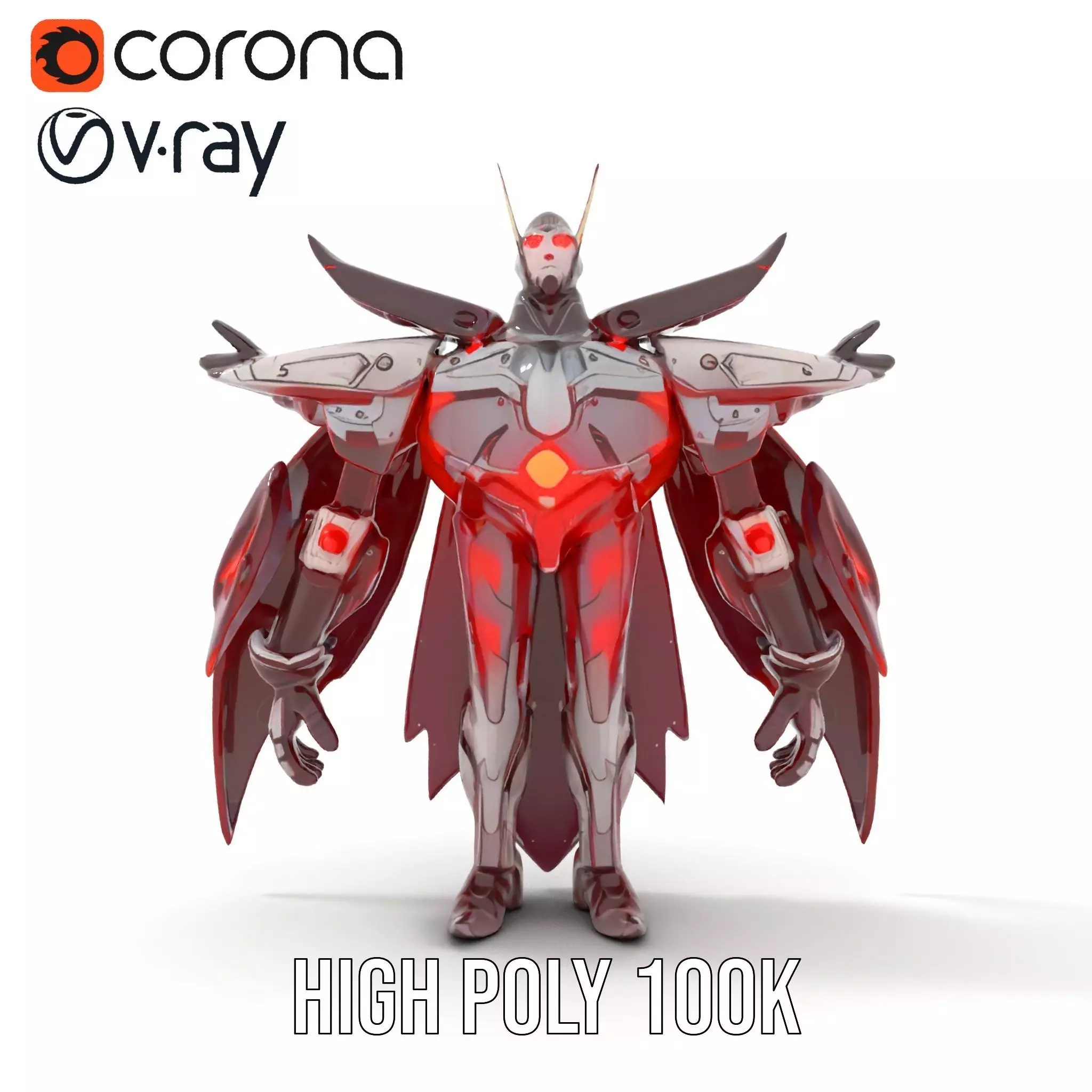Crimson Mech Warrior model pack Low-poly 3D model_28