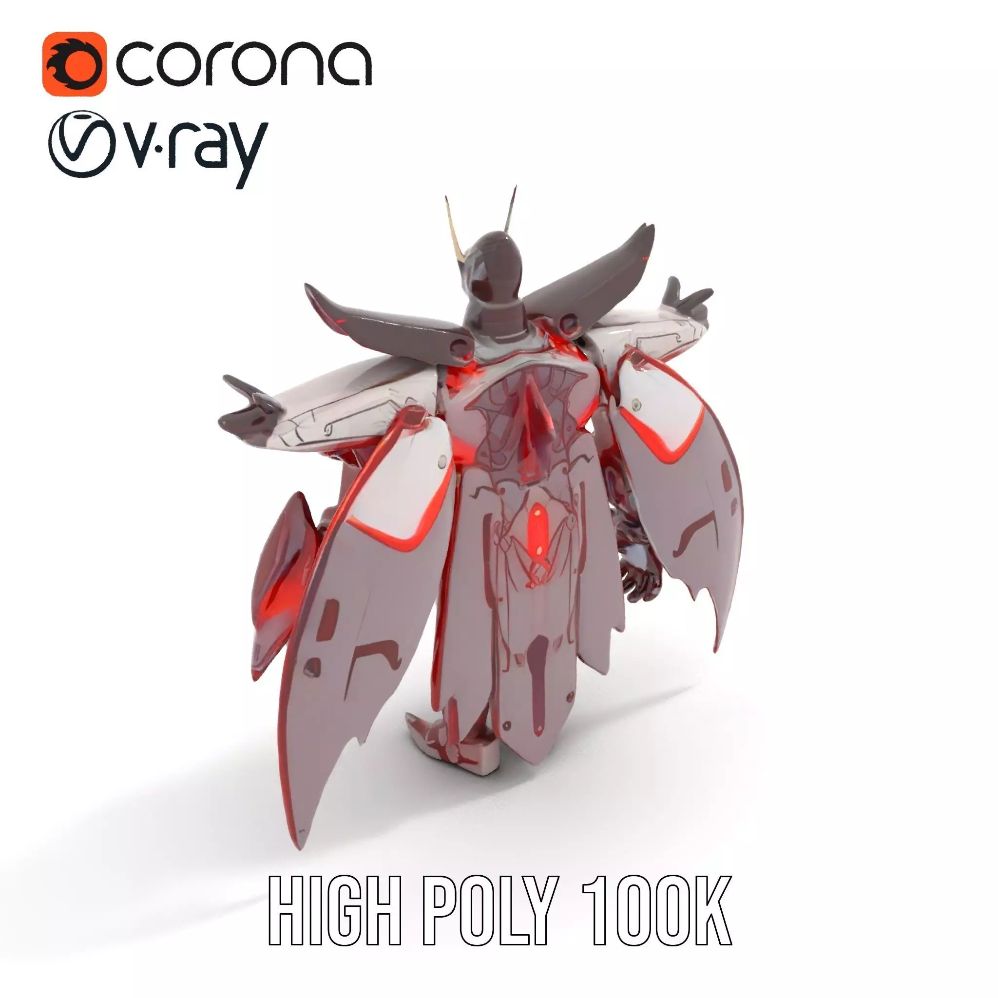 Crimson Mech Warrior model pack Low-poly 3D model_33