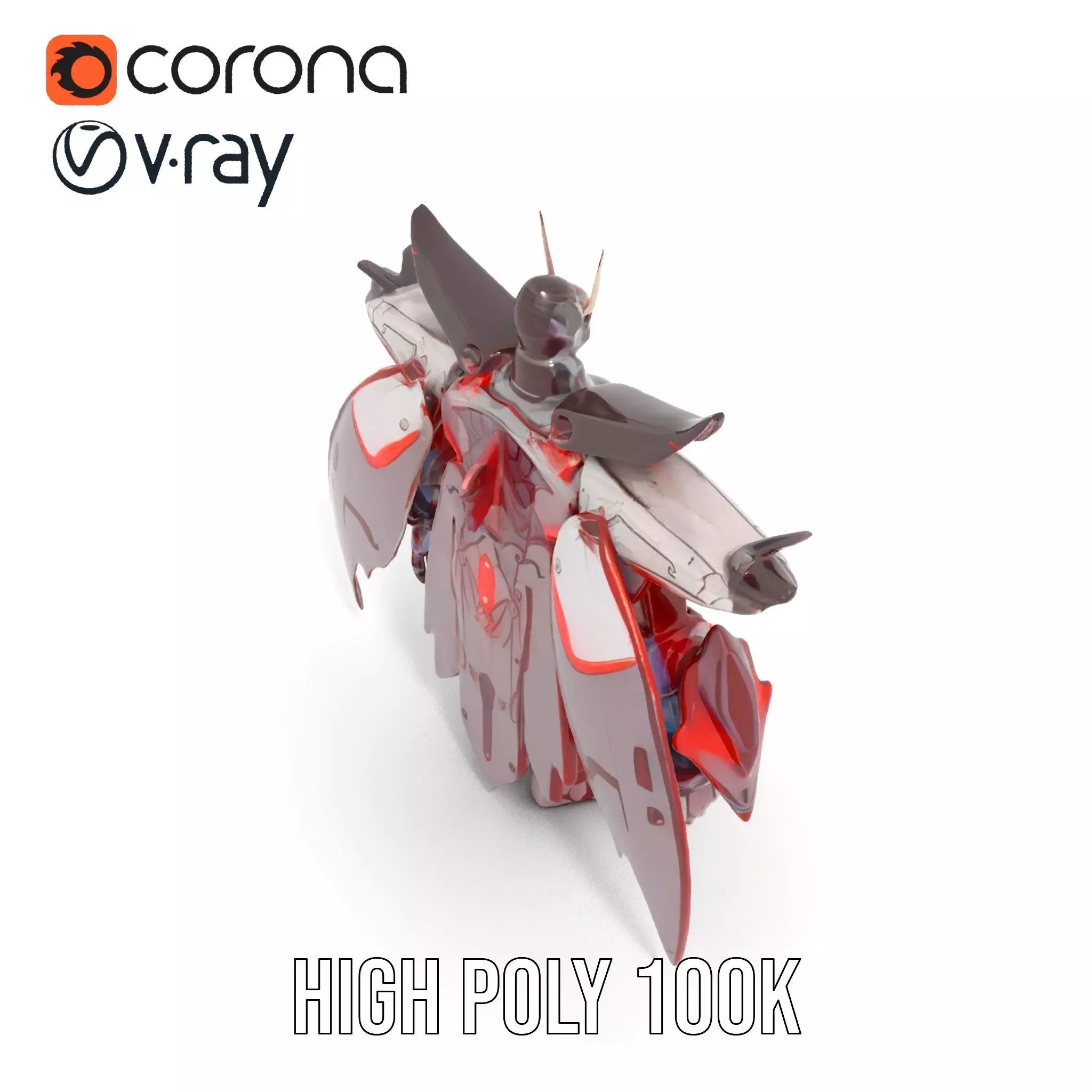 Crimson Mech Warrior model pack Low-poly 3D model_19