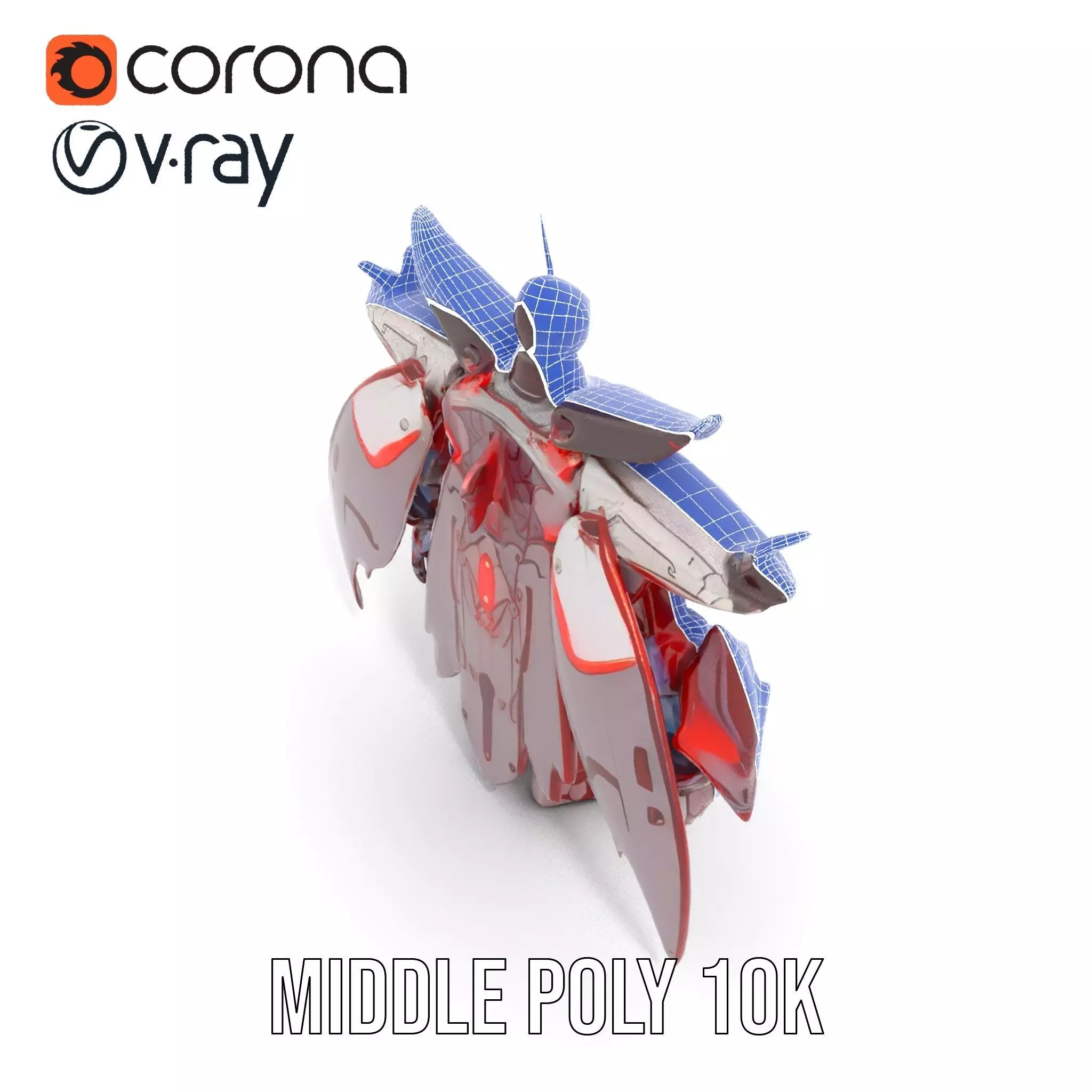 Crimson Mech Warrior model pack Low-poly 3D model_23