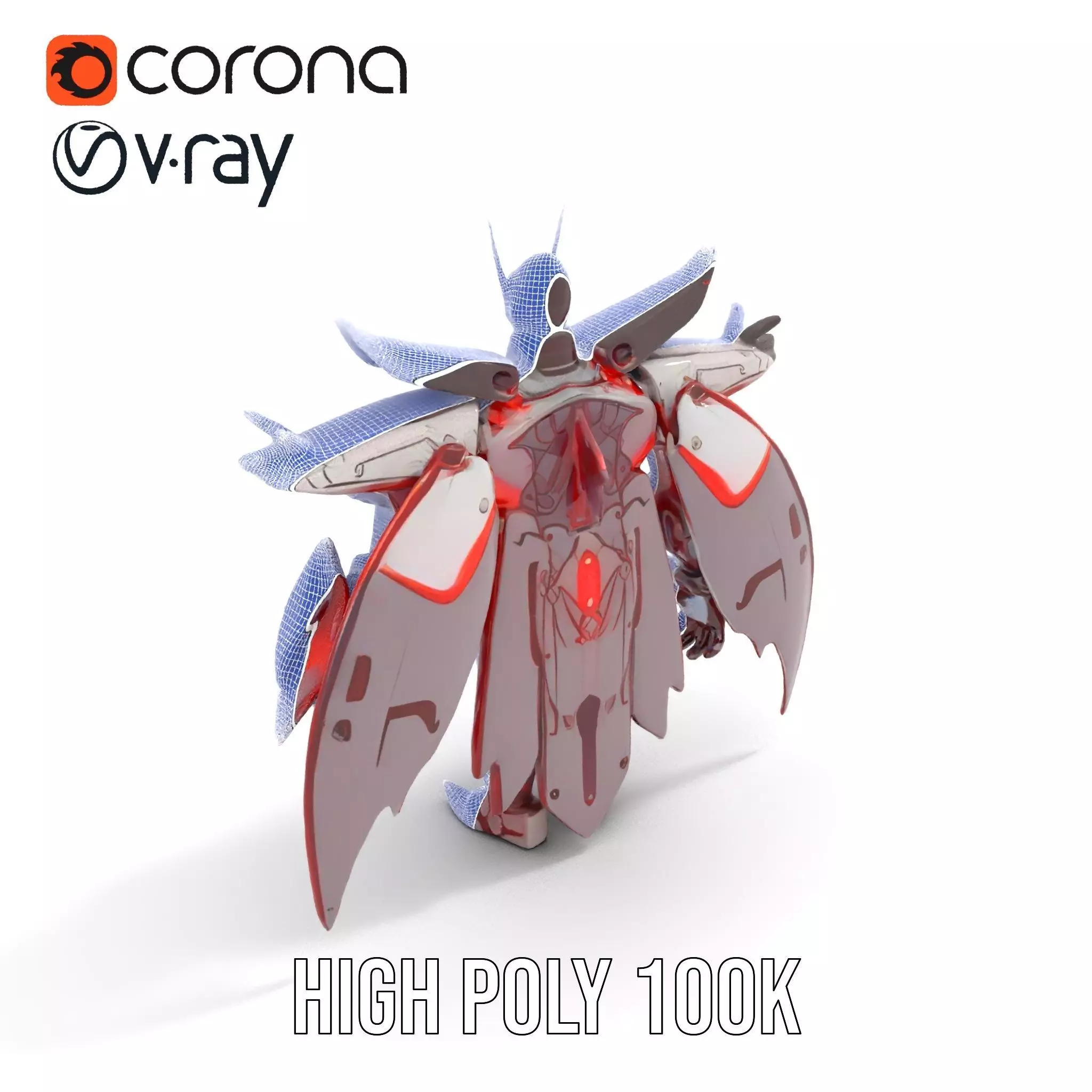 Crimson Mech Warrior model pack Low-poly 3D model_35