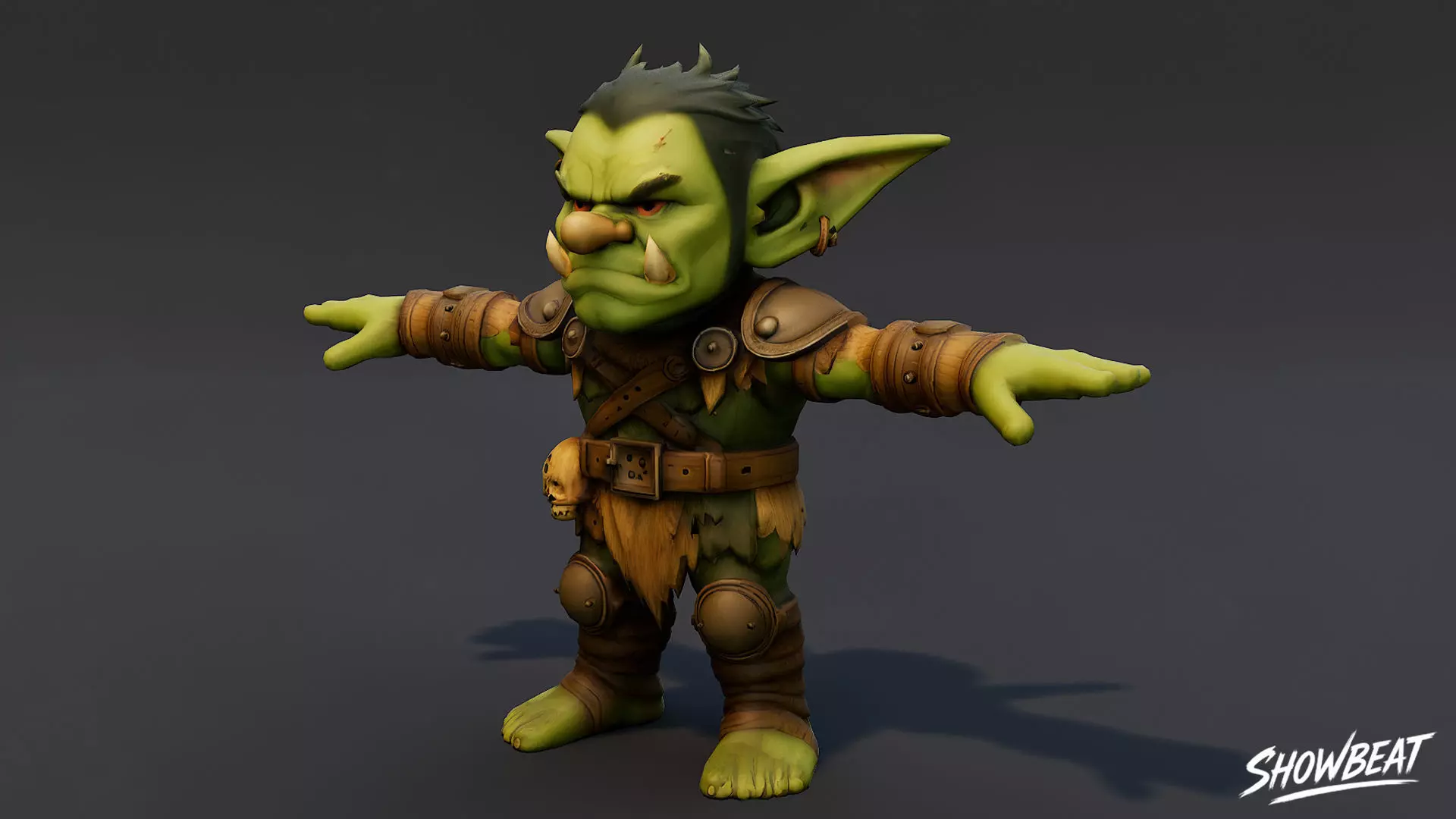 Leader Goblin T-Pose Low-poly 3D model_1