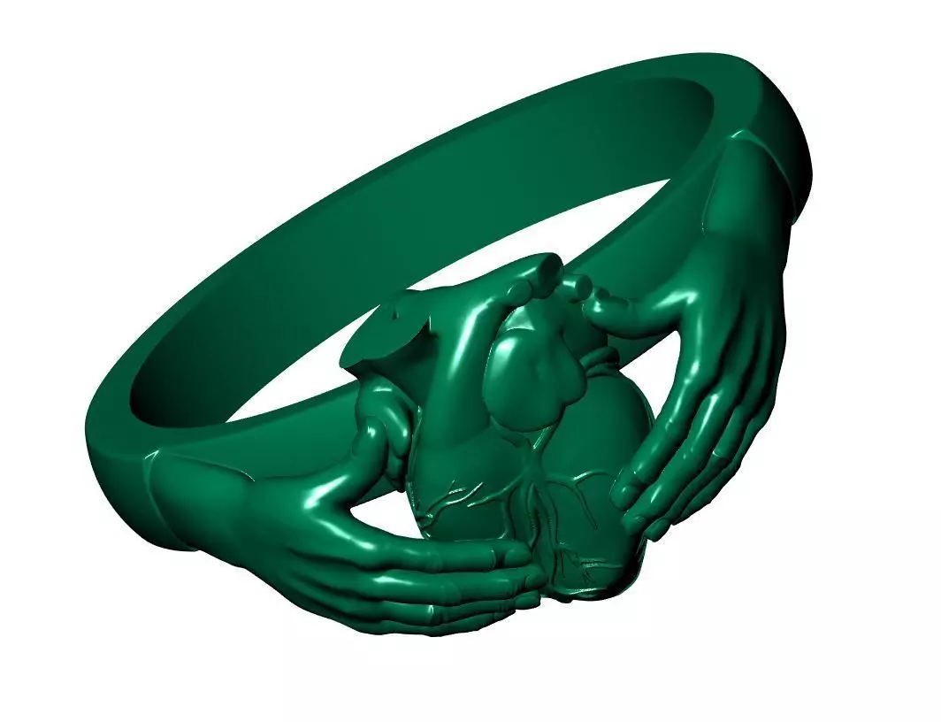 Heart Hand Ring 3D print model_15