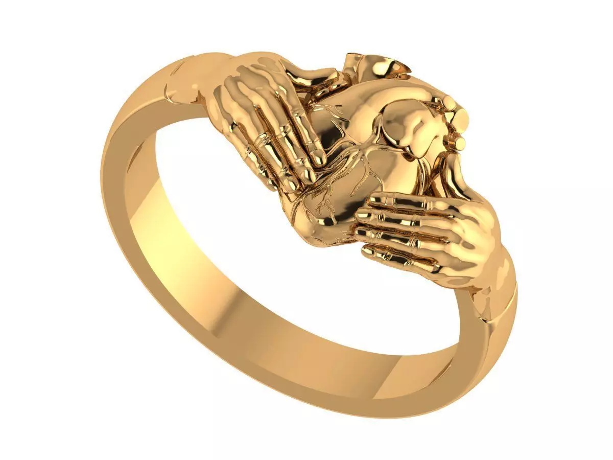 Heart Hand Ring 3D print model_4