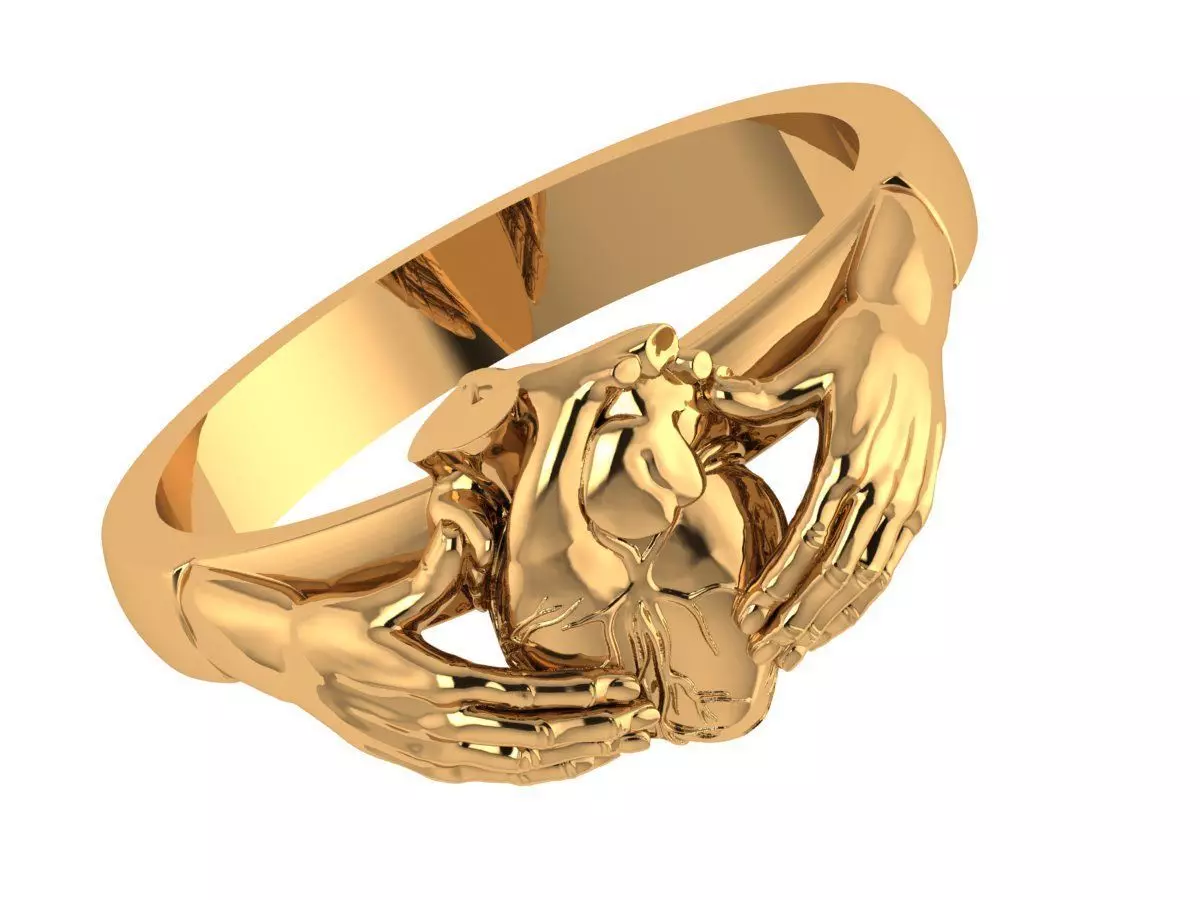 Heart Hand Ring 3D print model_6