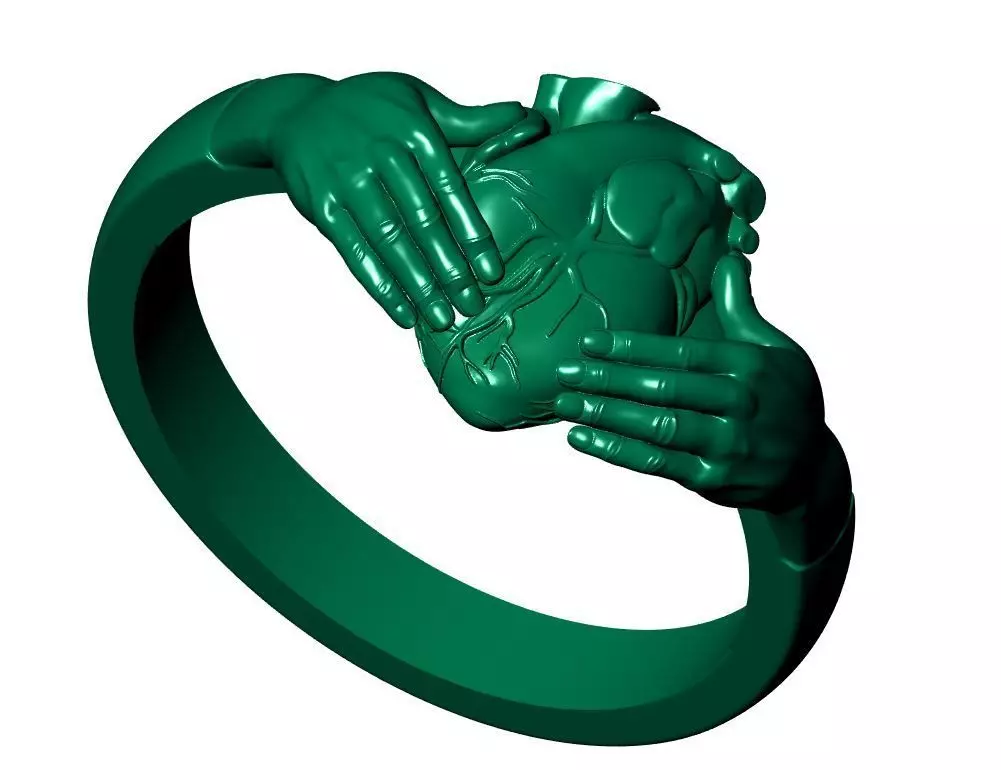 Heart Hand Ring 3D print model_10
