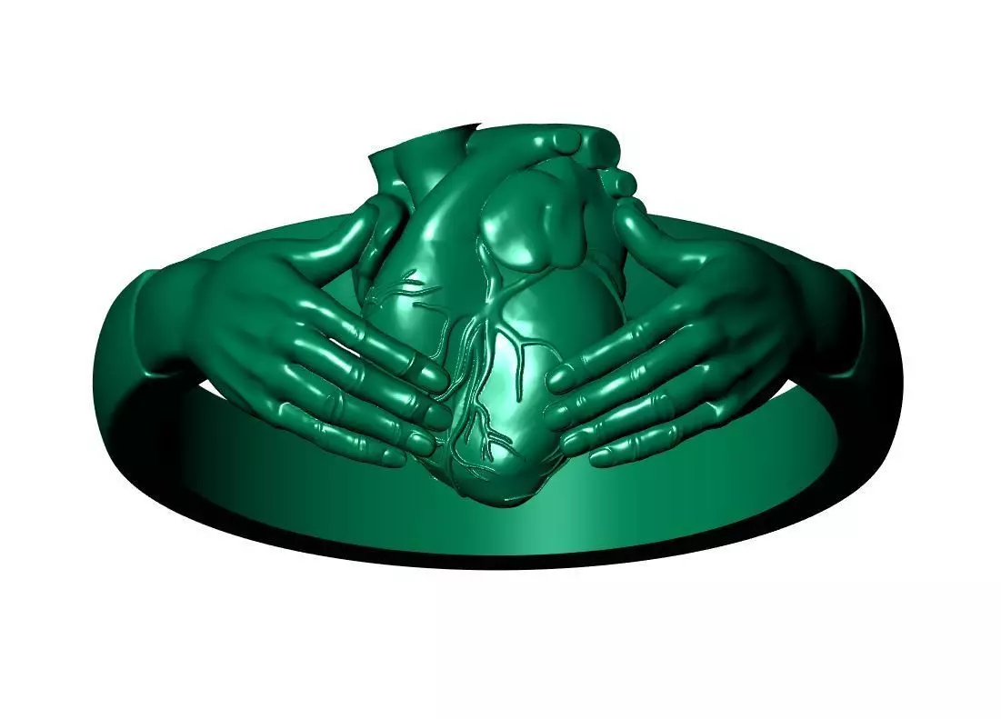 Heart Hand Ring 3D print model_14