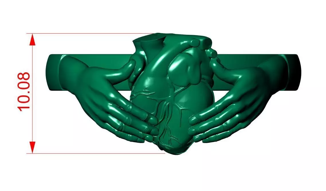 Heart Hand Ring 3D print model_0