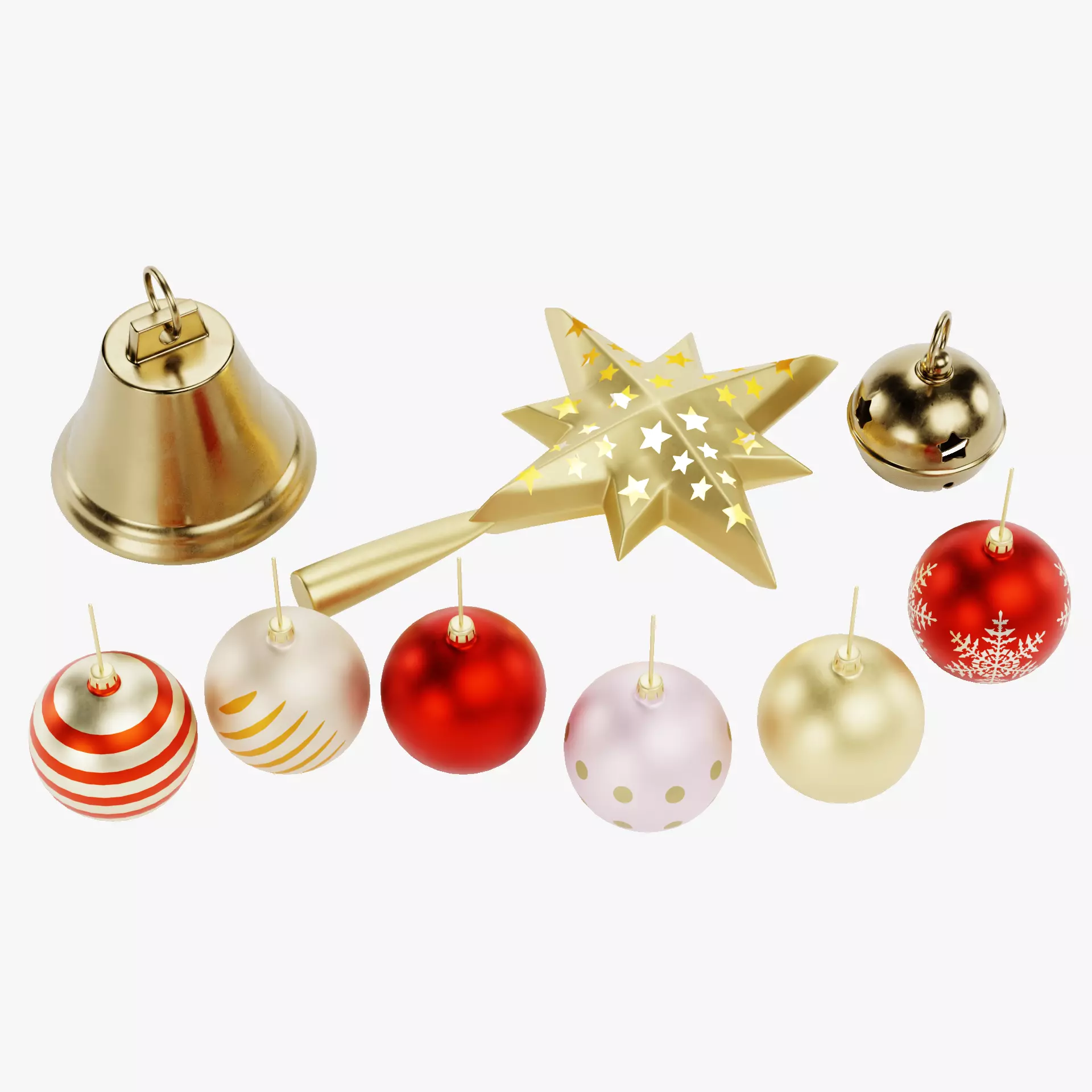 Christmas Ornament Collection - Decorative Set Low-poly 3D model_23