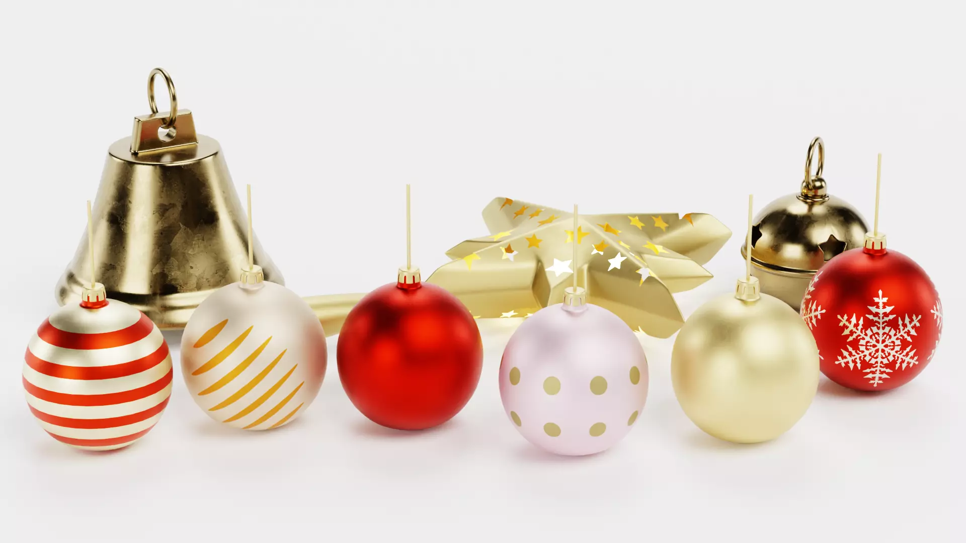 Christmas Ornament Collection - Decorative Set Low-poly 3D model_1