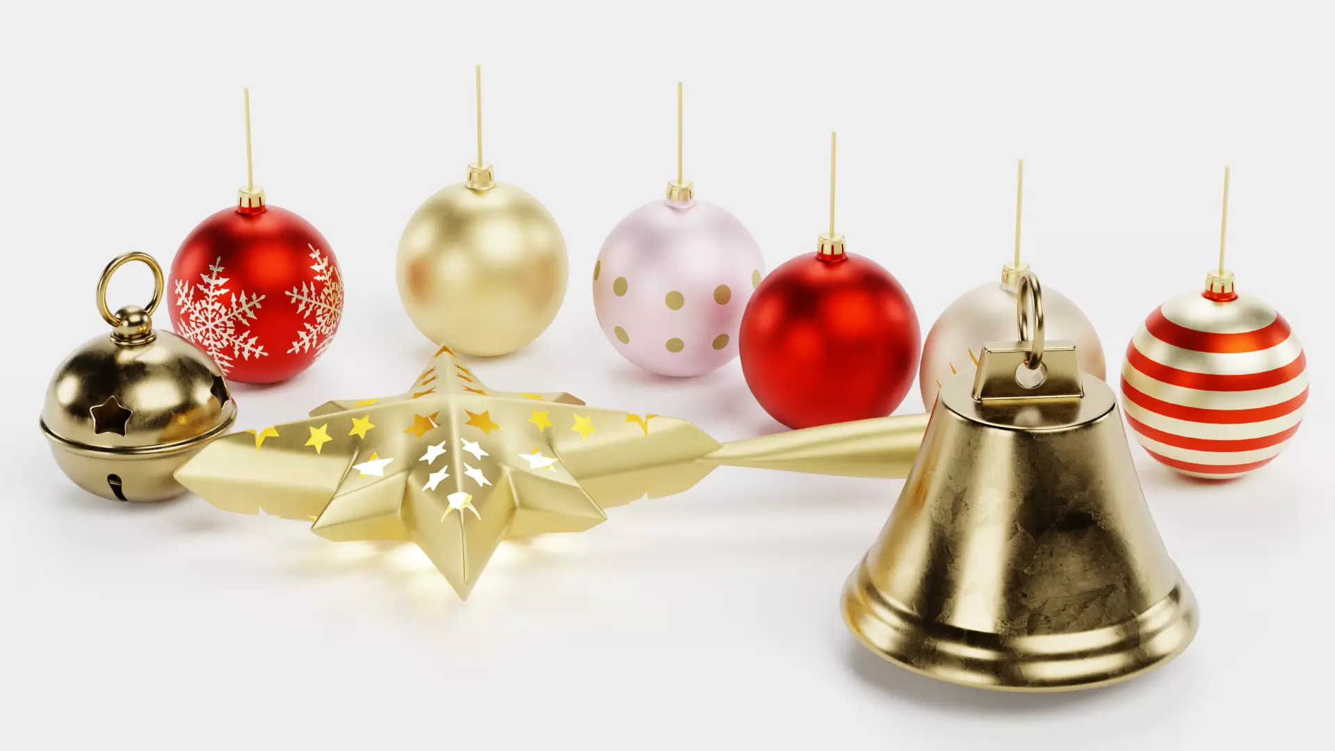 Christmas Ornament Collection - Decorative Set Low-poly 3D model_3
