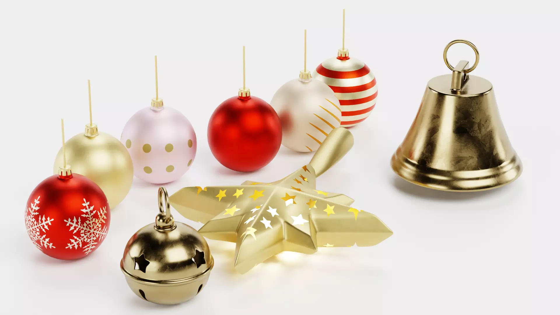 Christmas Ornament Collection - Decorative Set Low-poly 3D model_4
