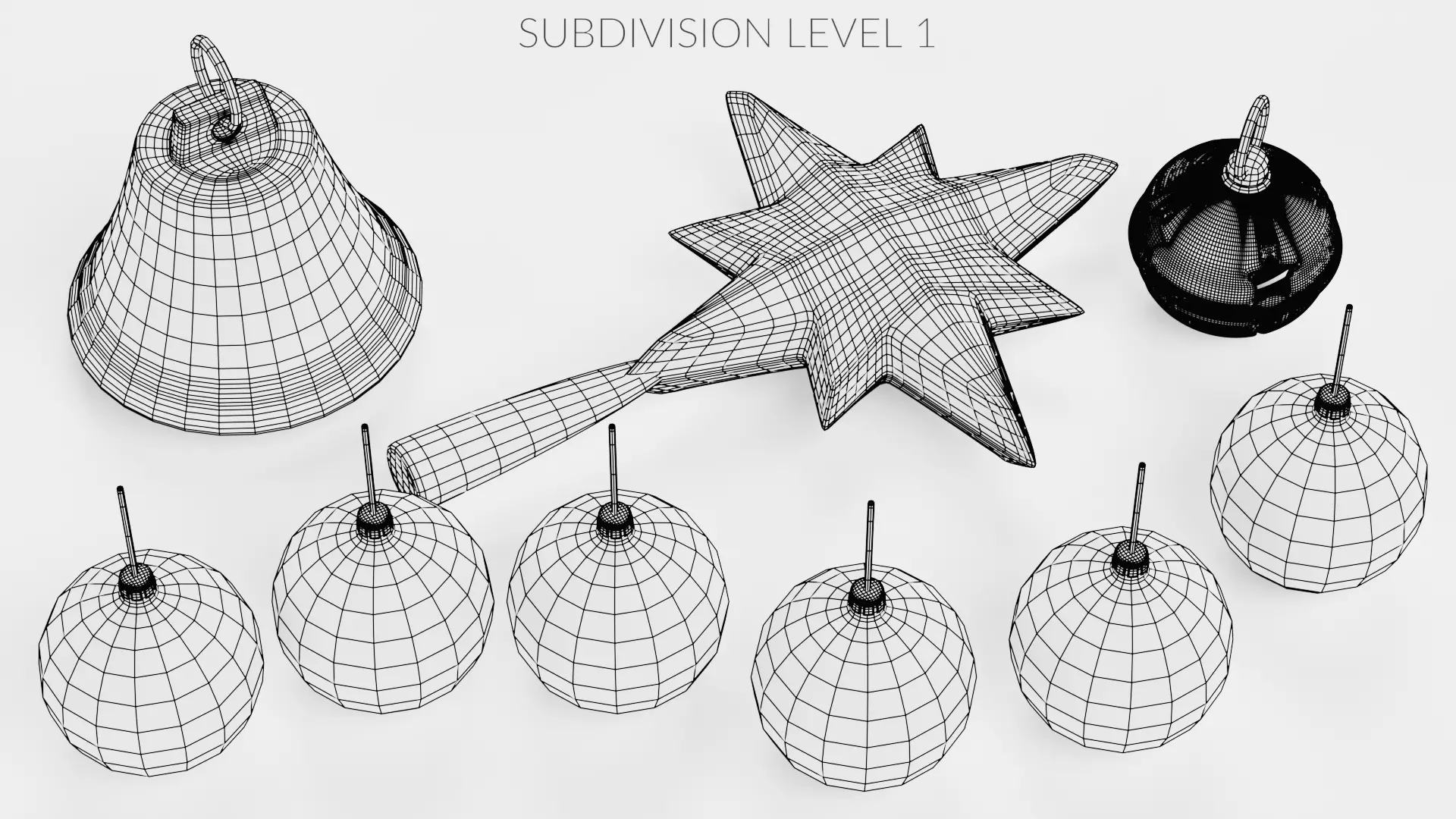 Christmas Ornament Collection - Decorative Set Low-poly 3D model_20