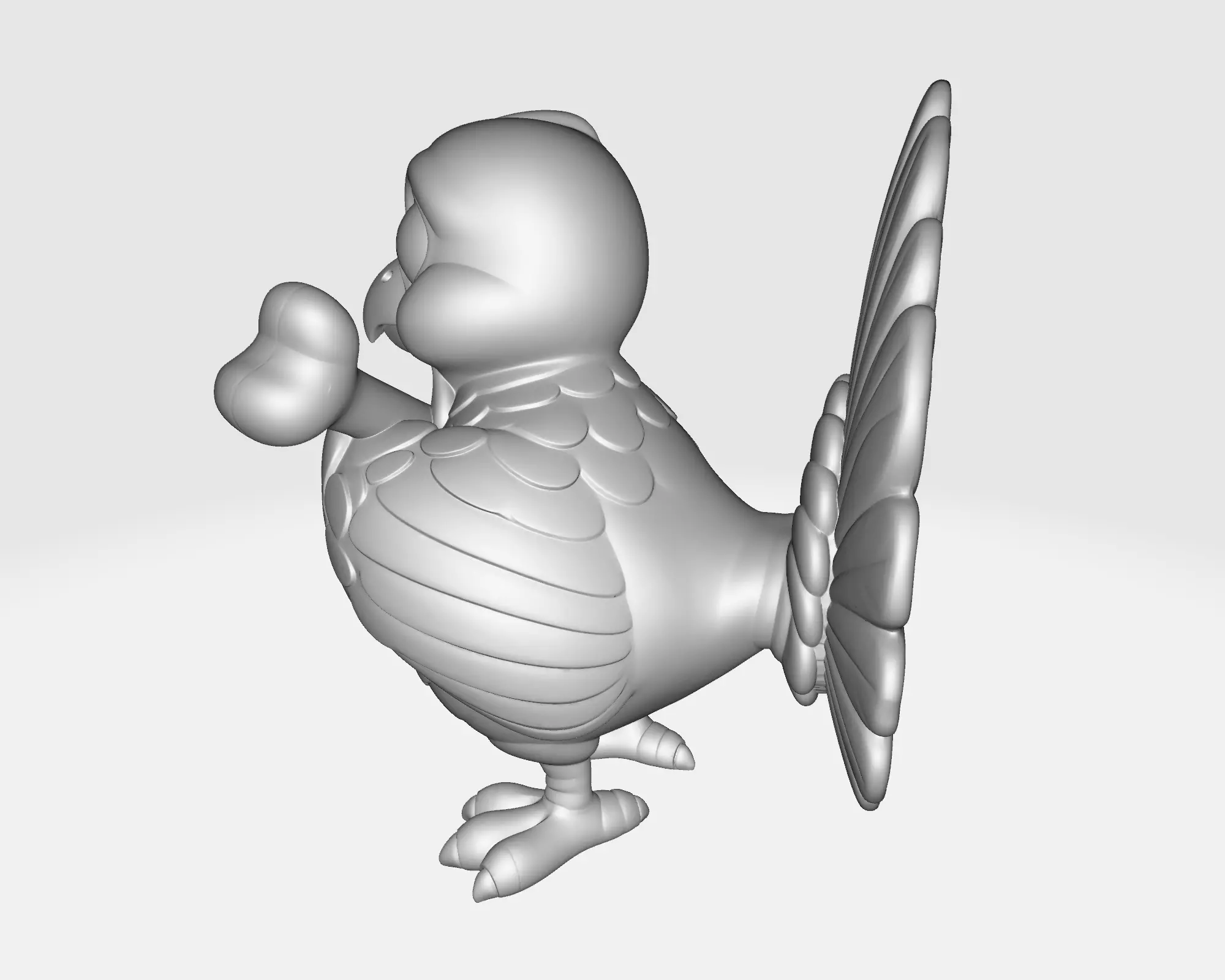 Cute Cartoon Turkey Holding Bone  3D Printable Thanksgiving 3D print model_7