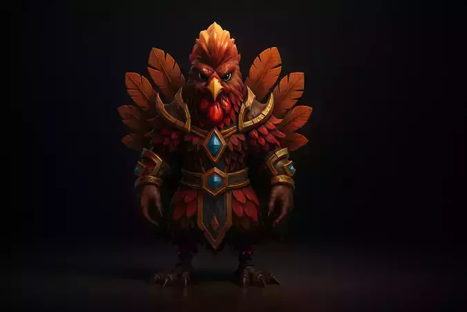 Thanksgiving Warrior Rooster 3D Print Model Festive Turkey 3D print model