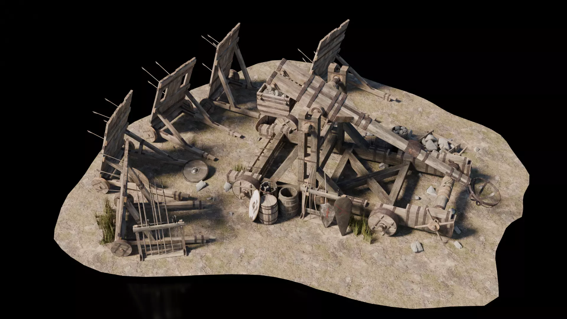 Catapult Medieval 3D model_1