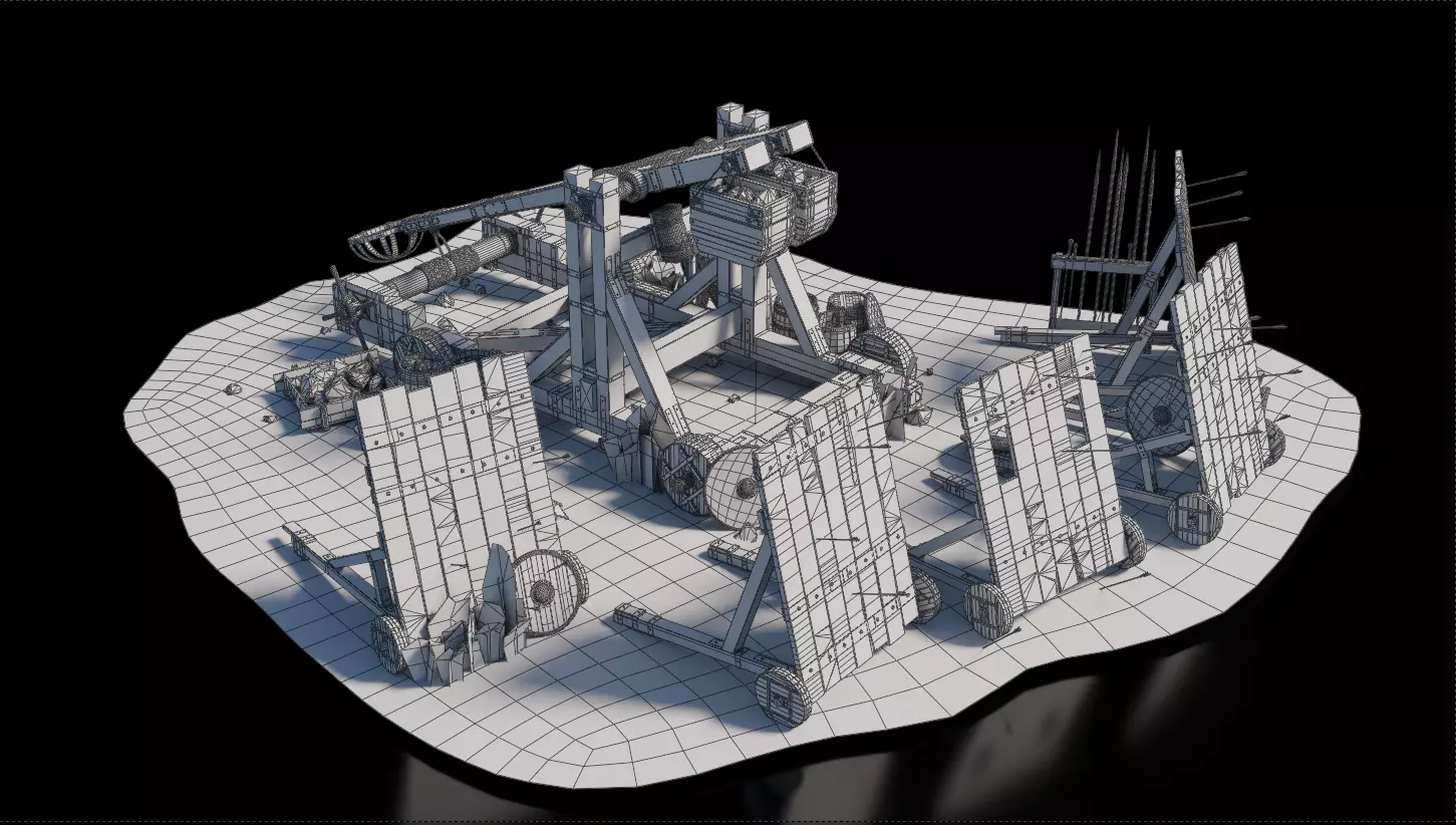 Catapult Medieval 3D model_2