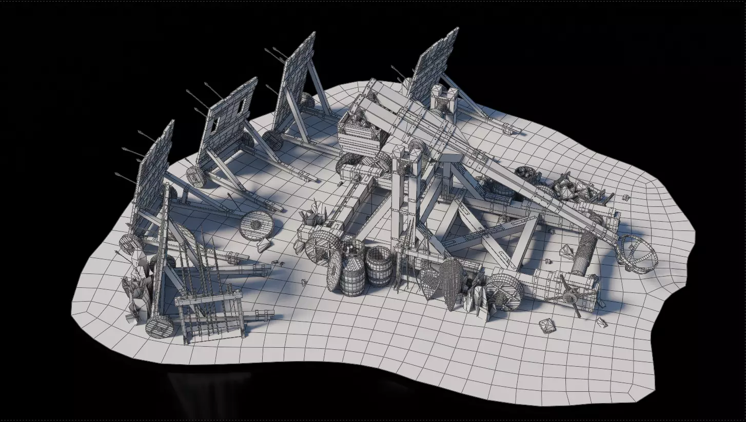 Catapult Medieval 3D model_3