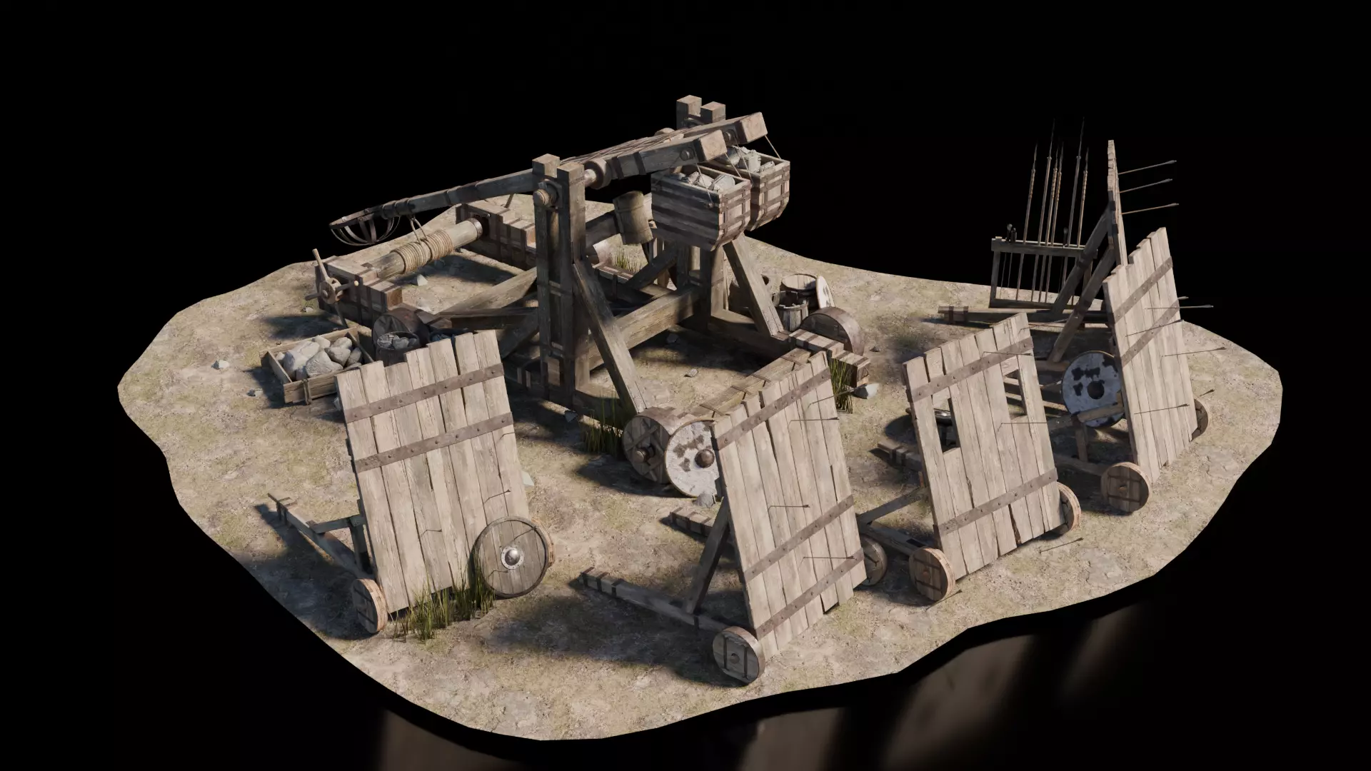 Catapult Medieval 3D model_0