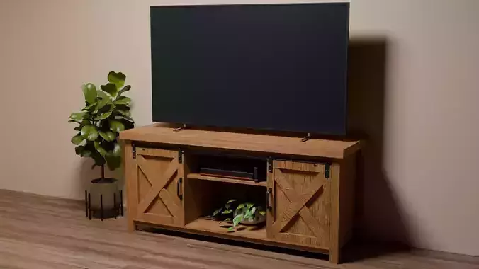 Rustic Farmhouse TV Stand with Barn Doors