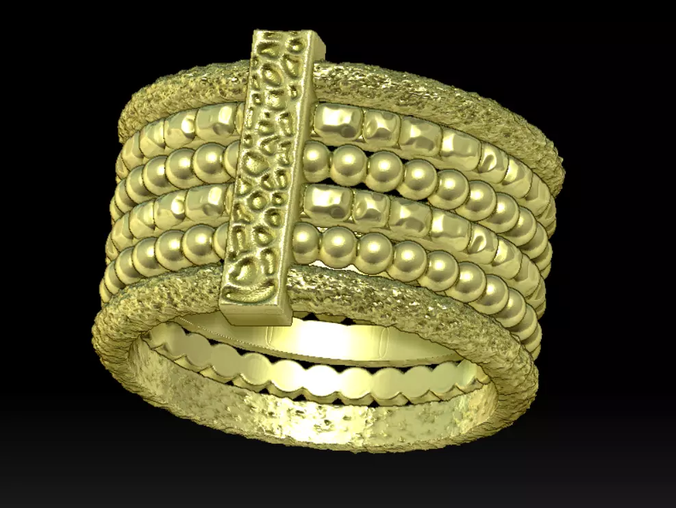 wide textured ring 3D print model_0