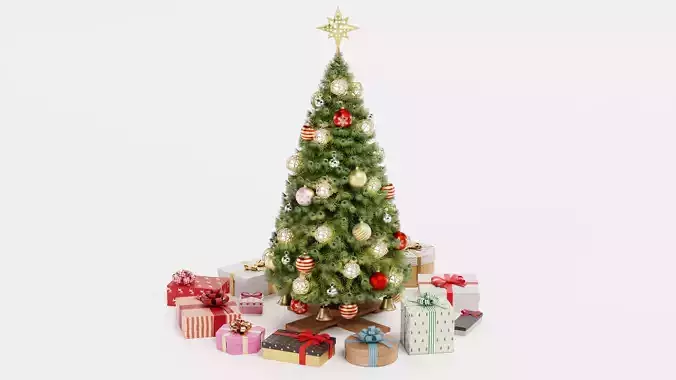 Christmas Tree with Gifts - Festive Scene