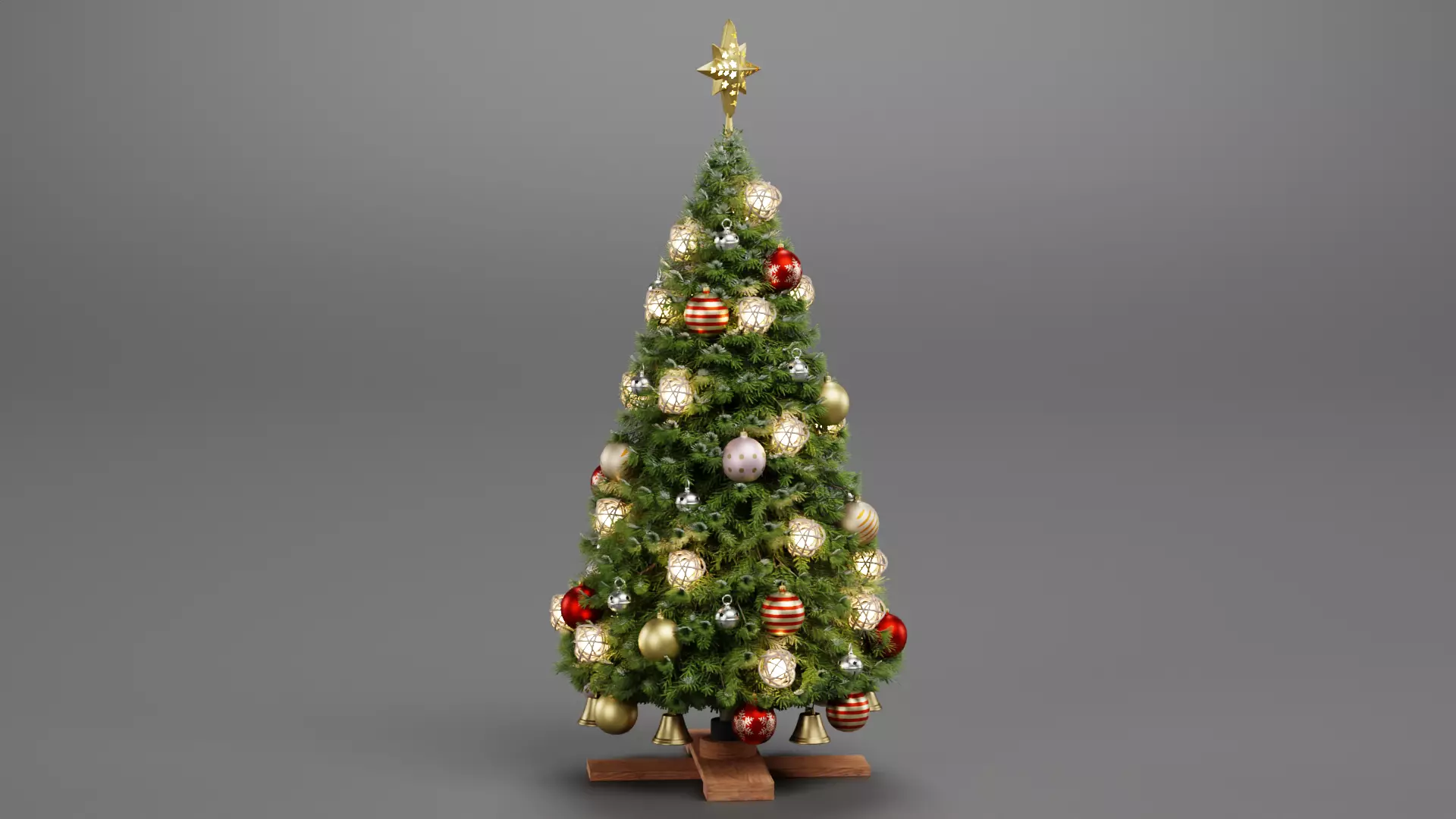 Christmas Tree with Gifts - Festive Scene Low-poly 3D model_6